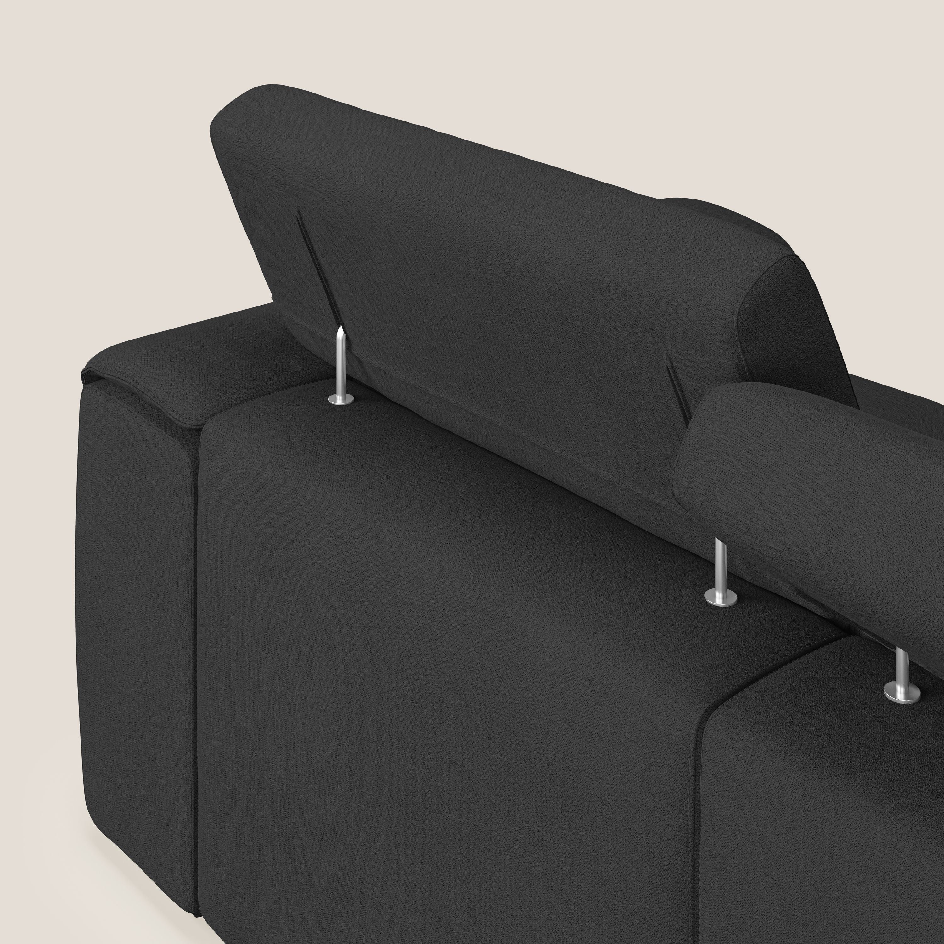 Zeno Canapé avec pouf extractible à 3 assises en tissu doux imperméable T02 noir - Image 7