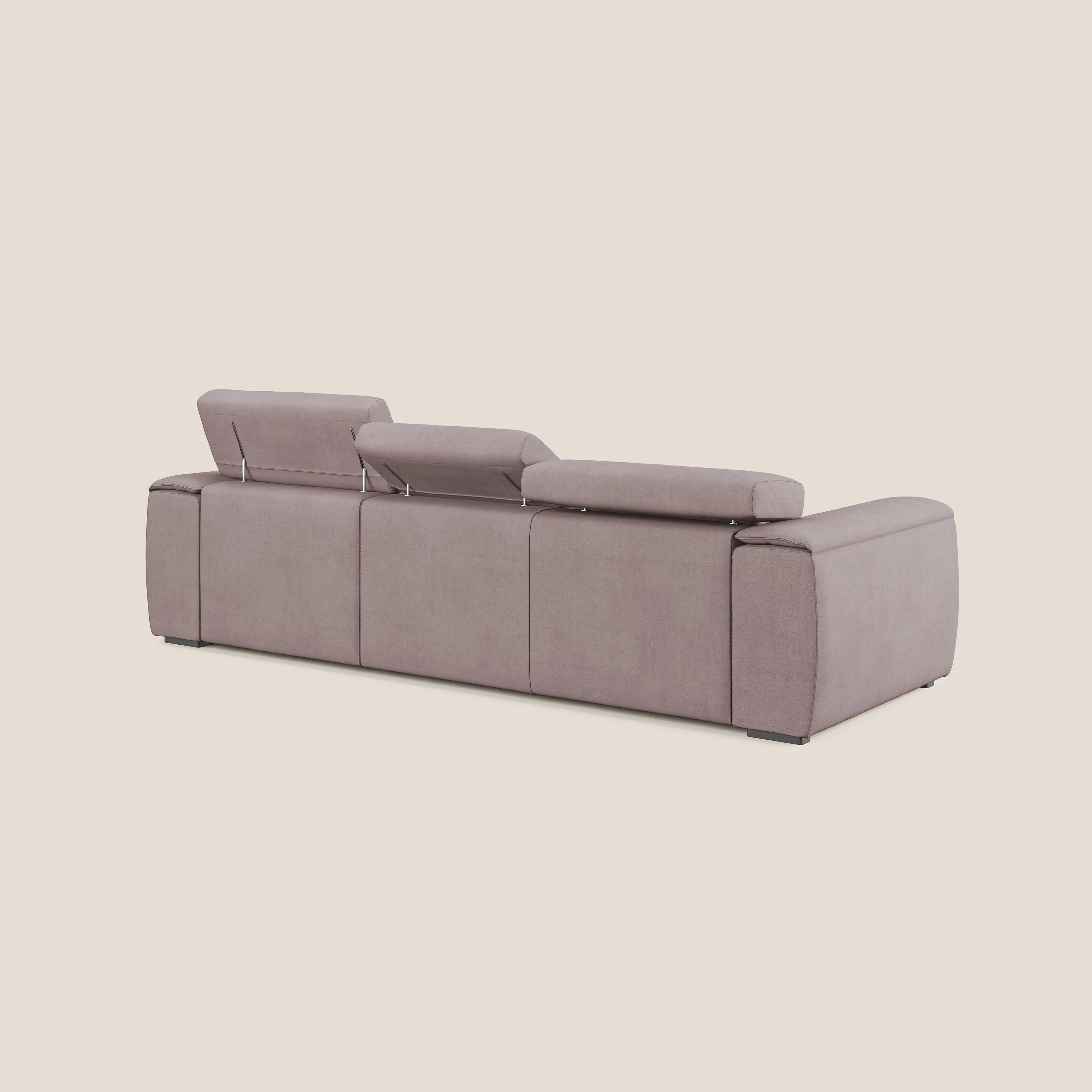 Zeno Canapé avec pouf extractible à 3 assises en tissu doux imperméable T02 rose - Image 5