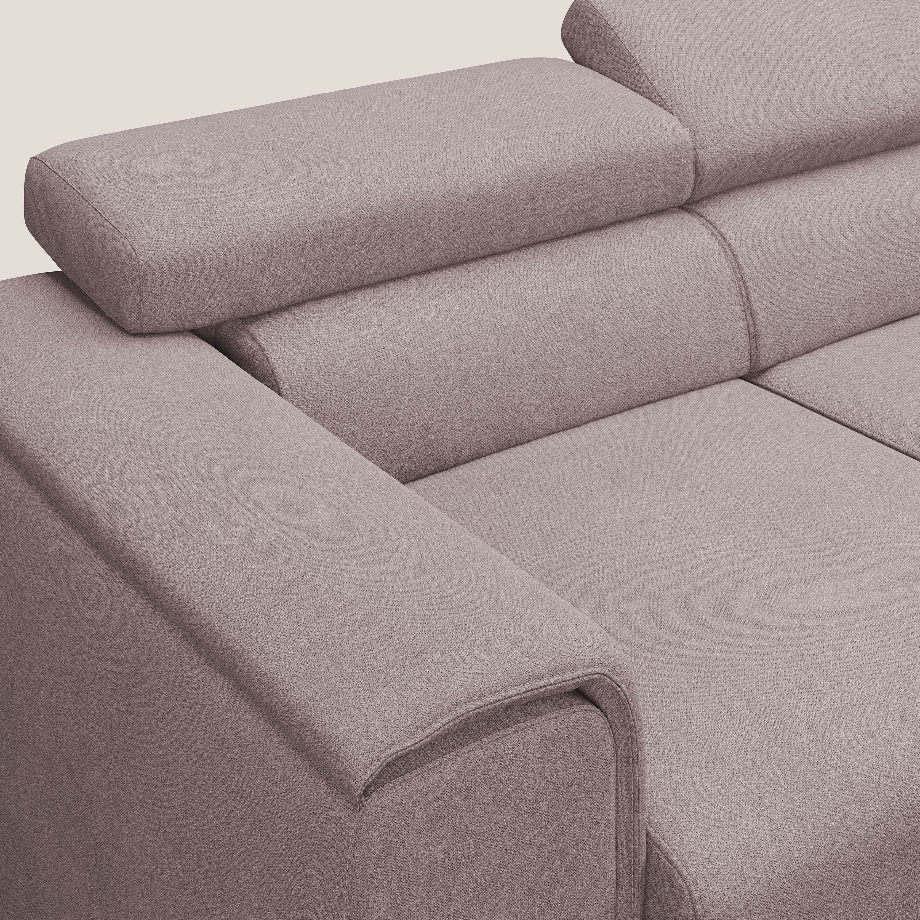 Zeno Canapé avec pouf extractible à 3 assises en tissu doux imperméable T02 rose - Image 6