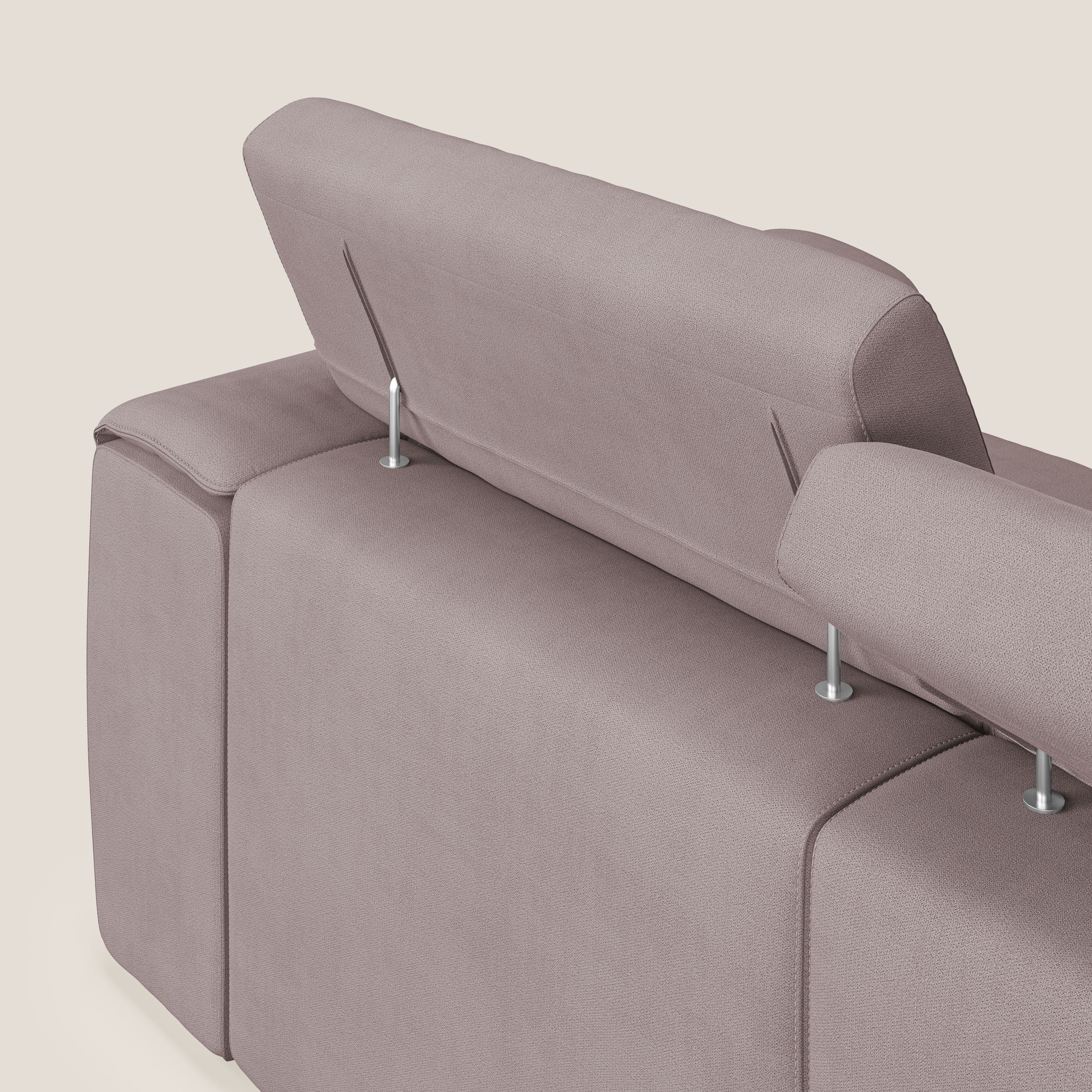 Zeno Canapé avec pouf extractible à 3 assises en tissu doux imperméable T02 rose - Image 7