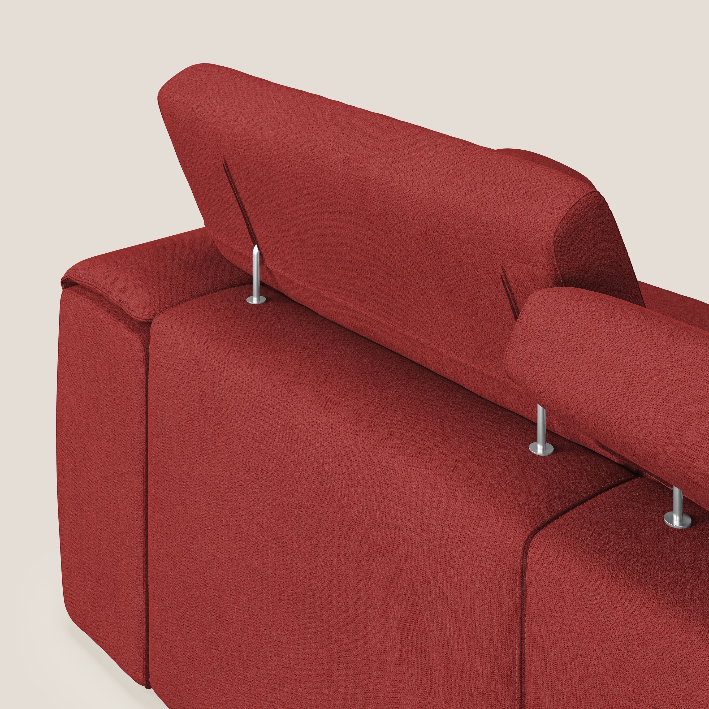 Zeno Canapé avec pouf extractible à 3 assises en tissu doux imperméable T02 rouge - Image 7