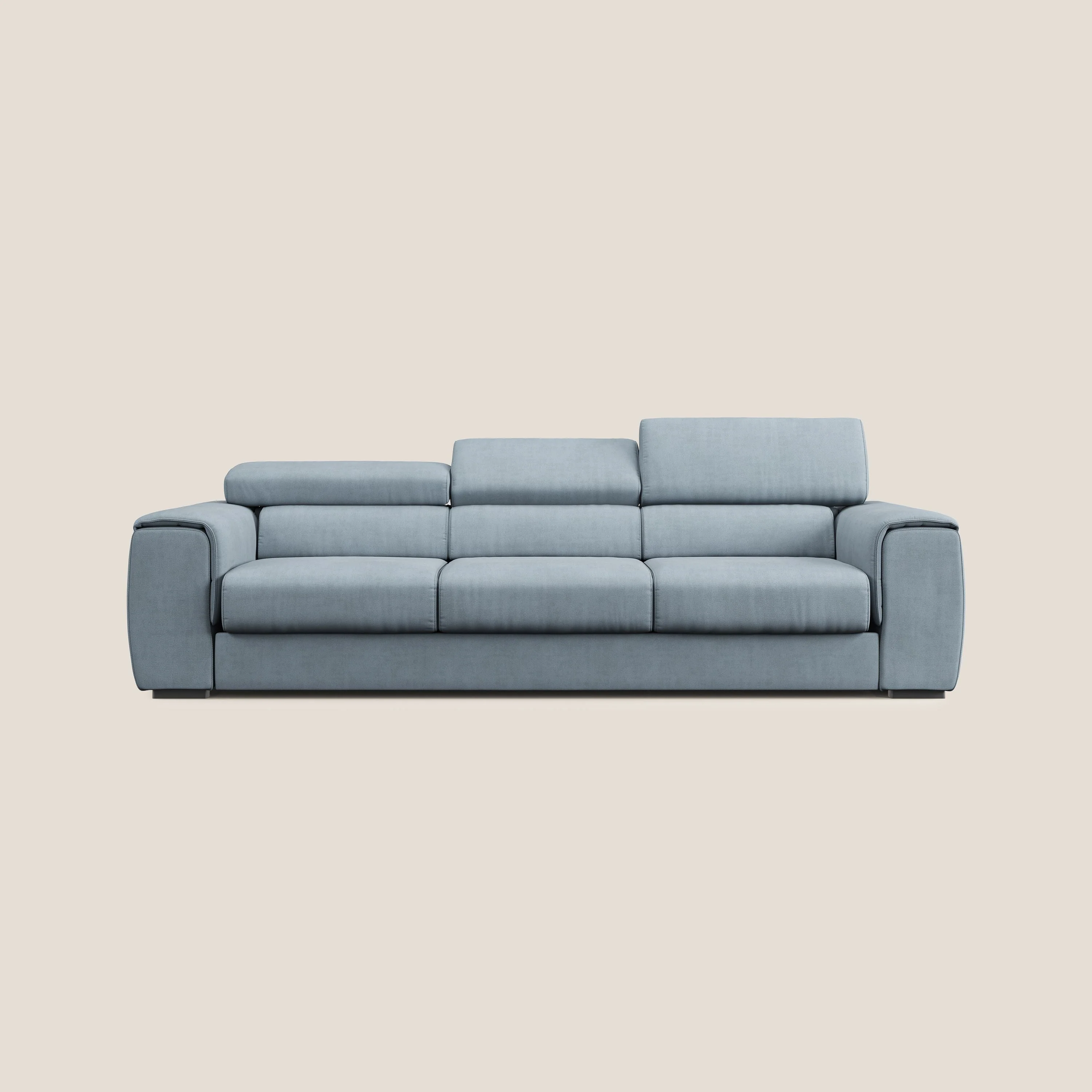 Zeno Canapé avec pouf extractible à 3 assises en tissu doux imperméable T02 sucre glace
