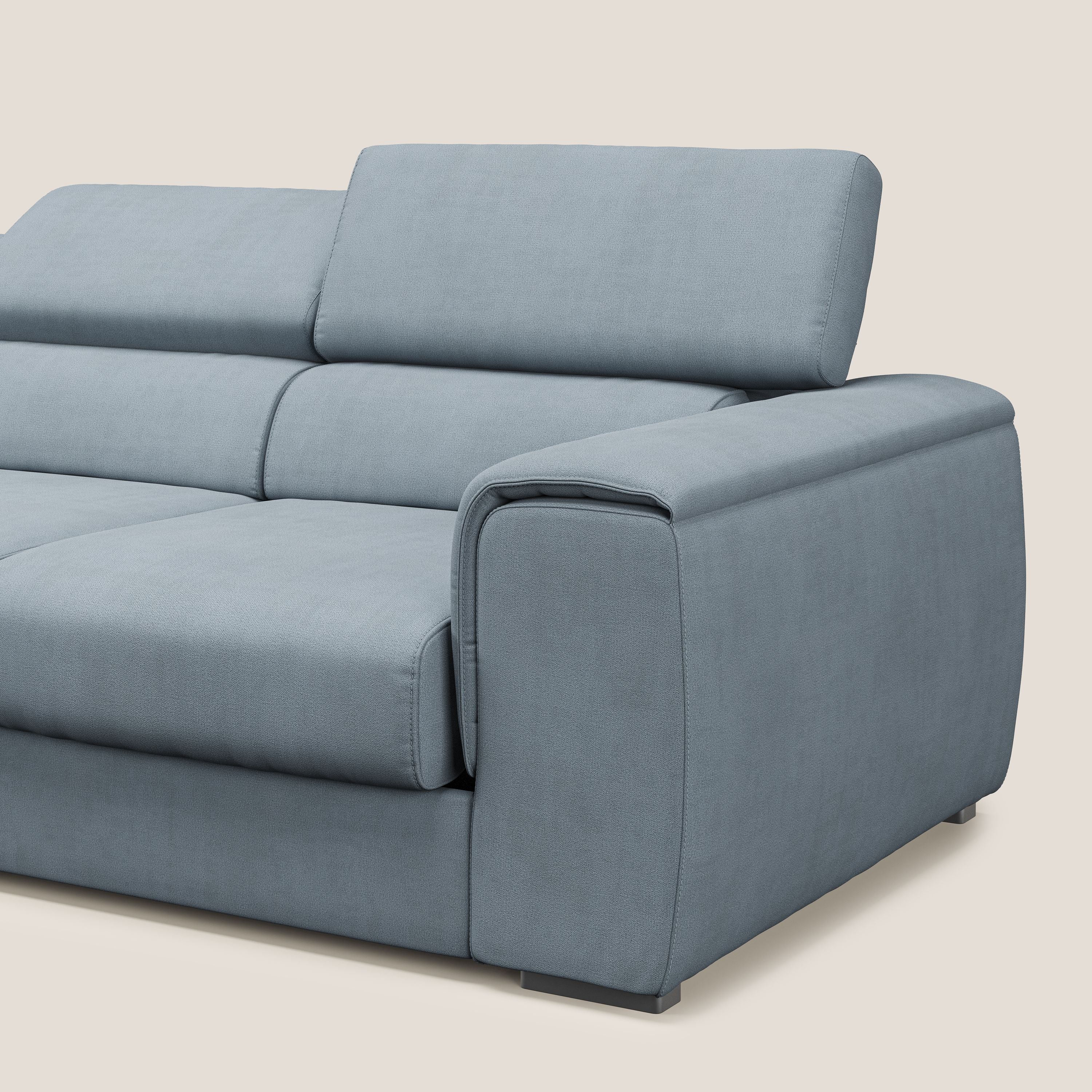 Zeno Canapé avec pouf extractible à 3 assises en tissu doux imperméable T02 sucre glace - Image 10