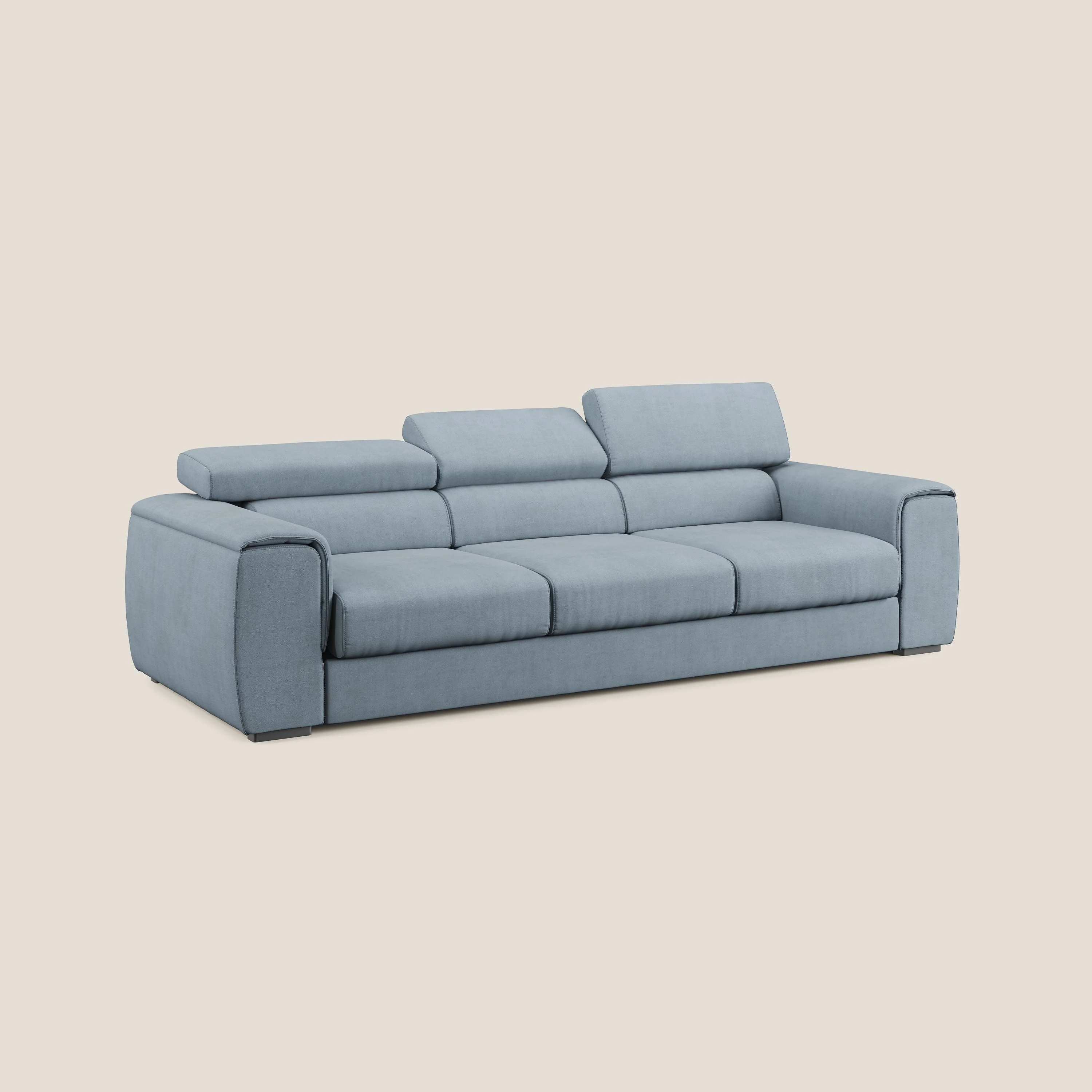 Zeno Canapé avec pouf extractible à 3 assises en tissu doux imperméable T02 sucre glace - Image 5