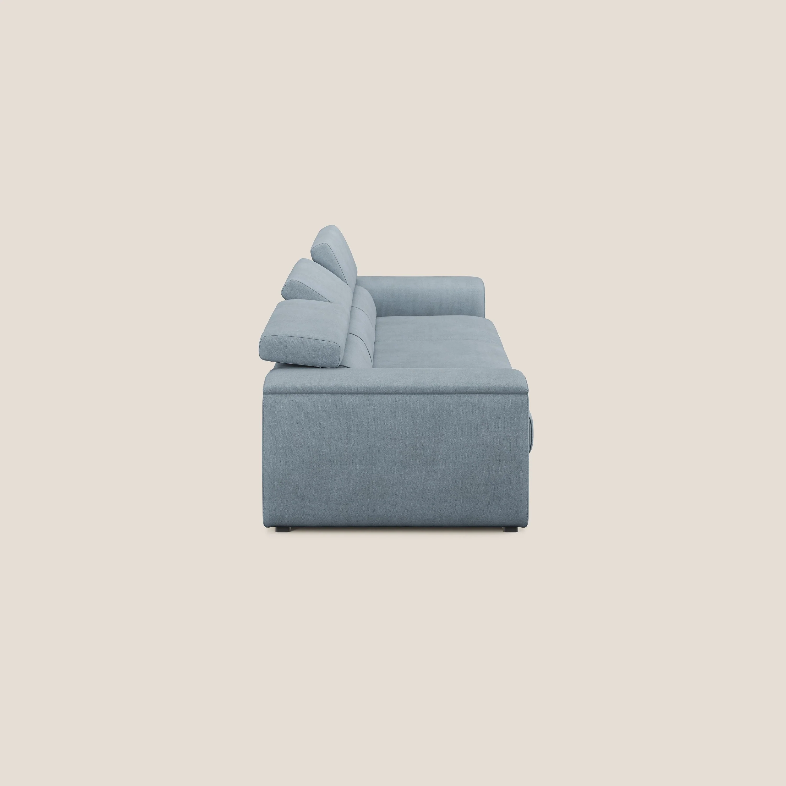 Zeno Canapé avec pouf extractible à 3 assises en tissu doux imperméable T02 sucre glace - Image 6