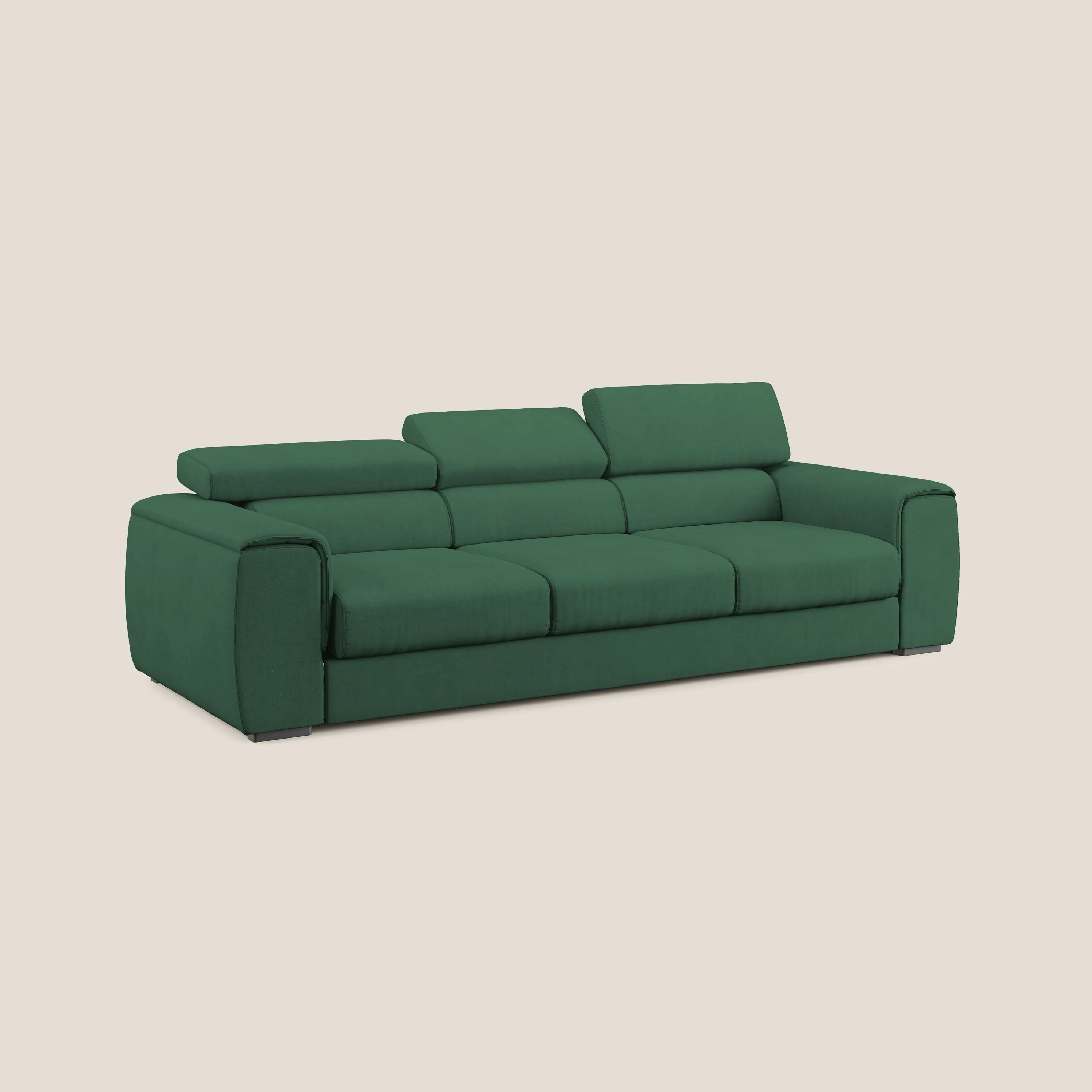 Zeno Canapé avec pouf extractible à 3 assises en tissu doux imperméable T02 vert - Image 3