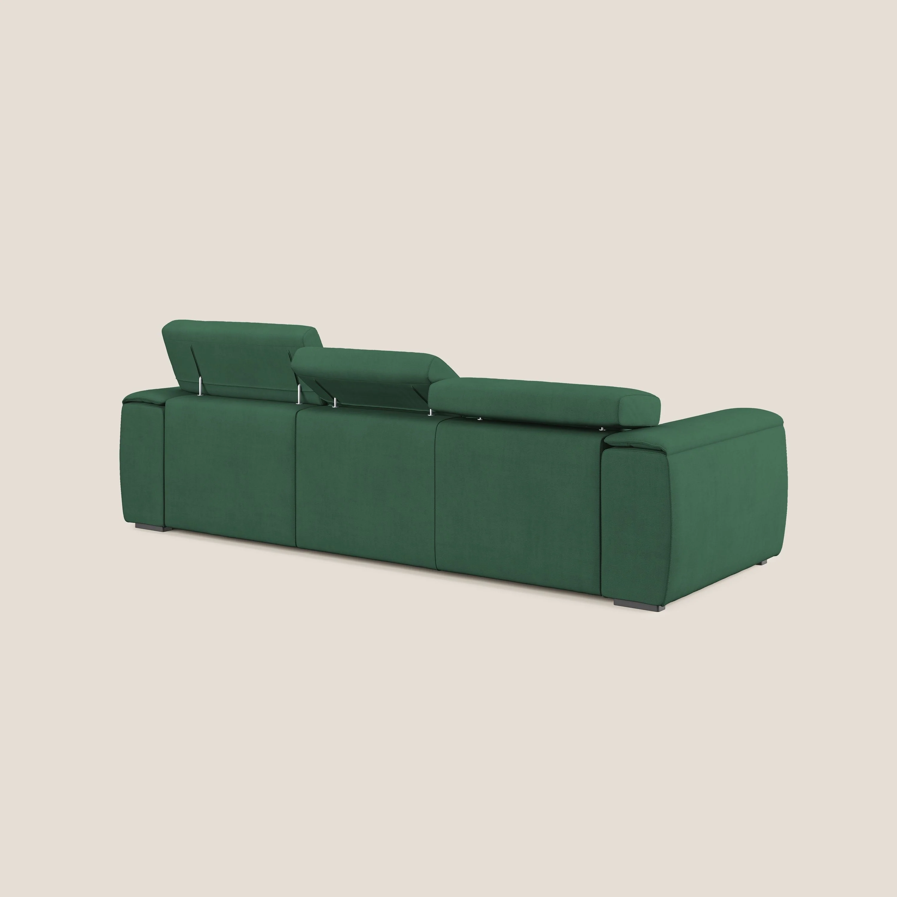 Zeno Canapé avec pouf extractible à 3 assises en tissu doux imperméable T02 vert - Image 5
