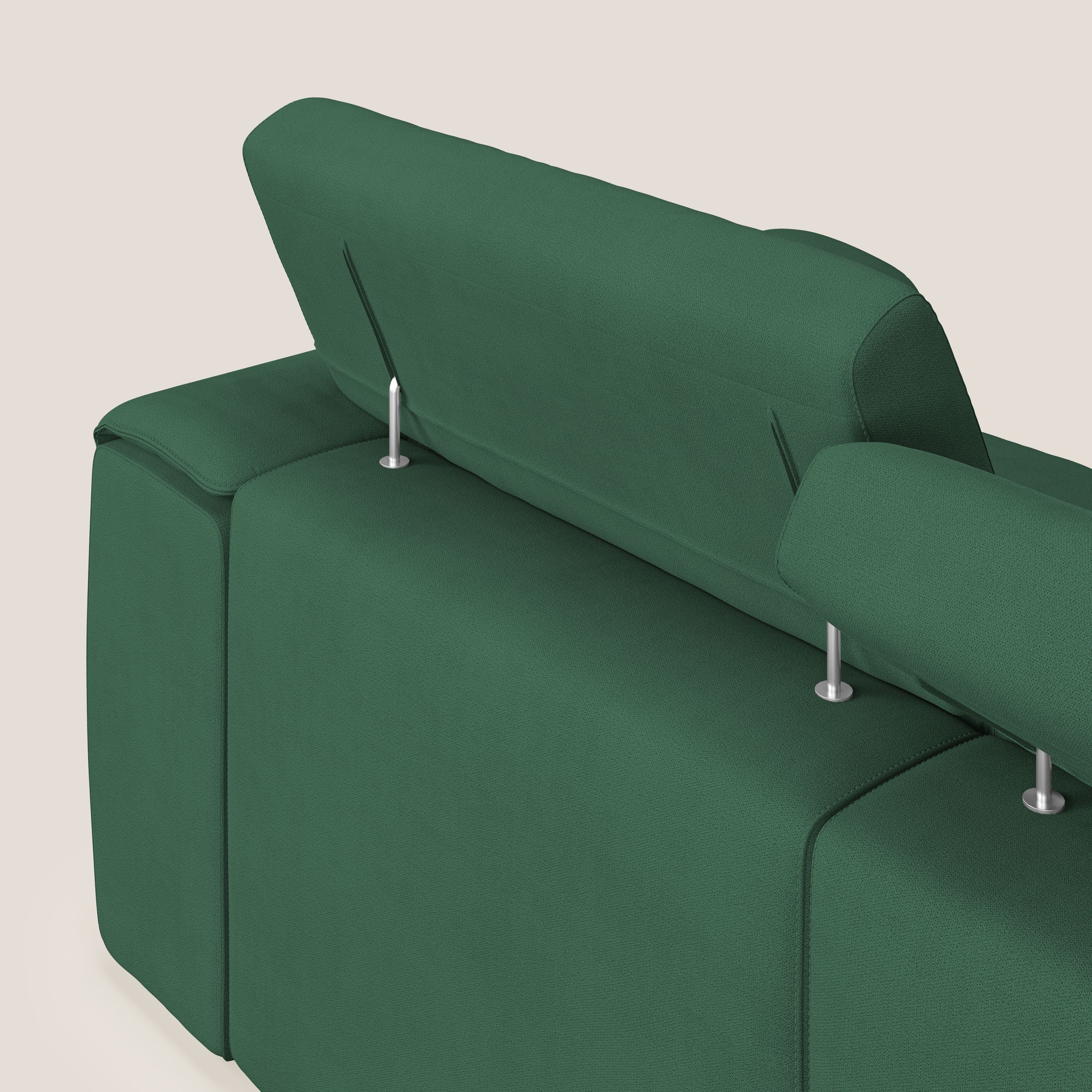 Zeno Canapé avec pouf extractible à 3 assises en tissu doux imperméable T02 vert - Image 7