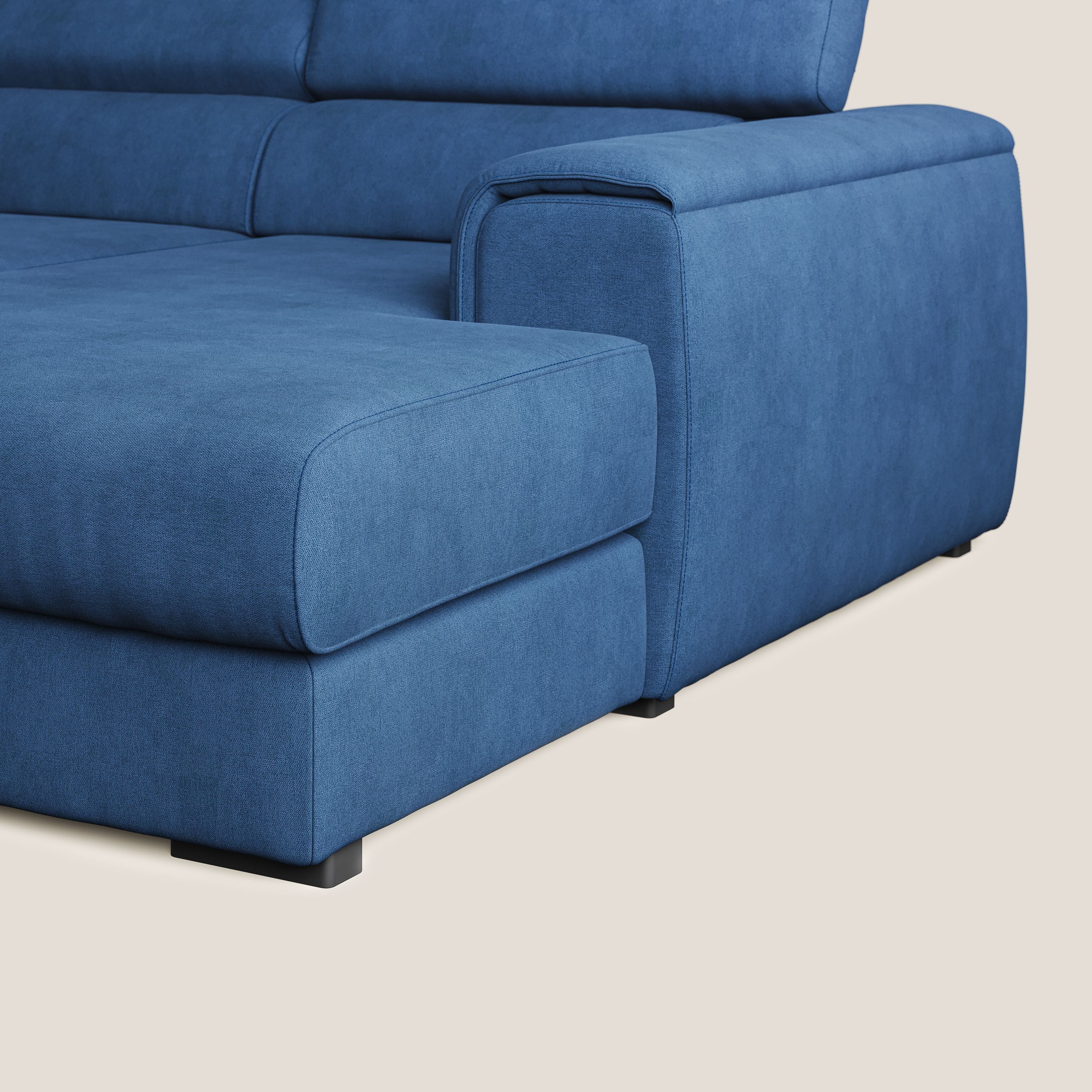 Zeno canapé d'angle et pouf extractible en tissu doux imperméable T02 bleu - Image 10