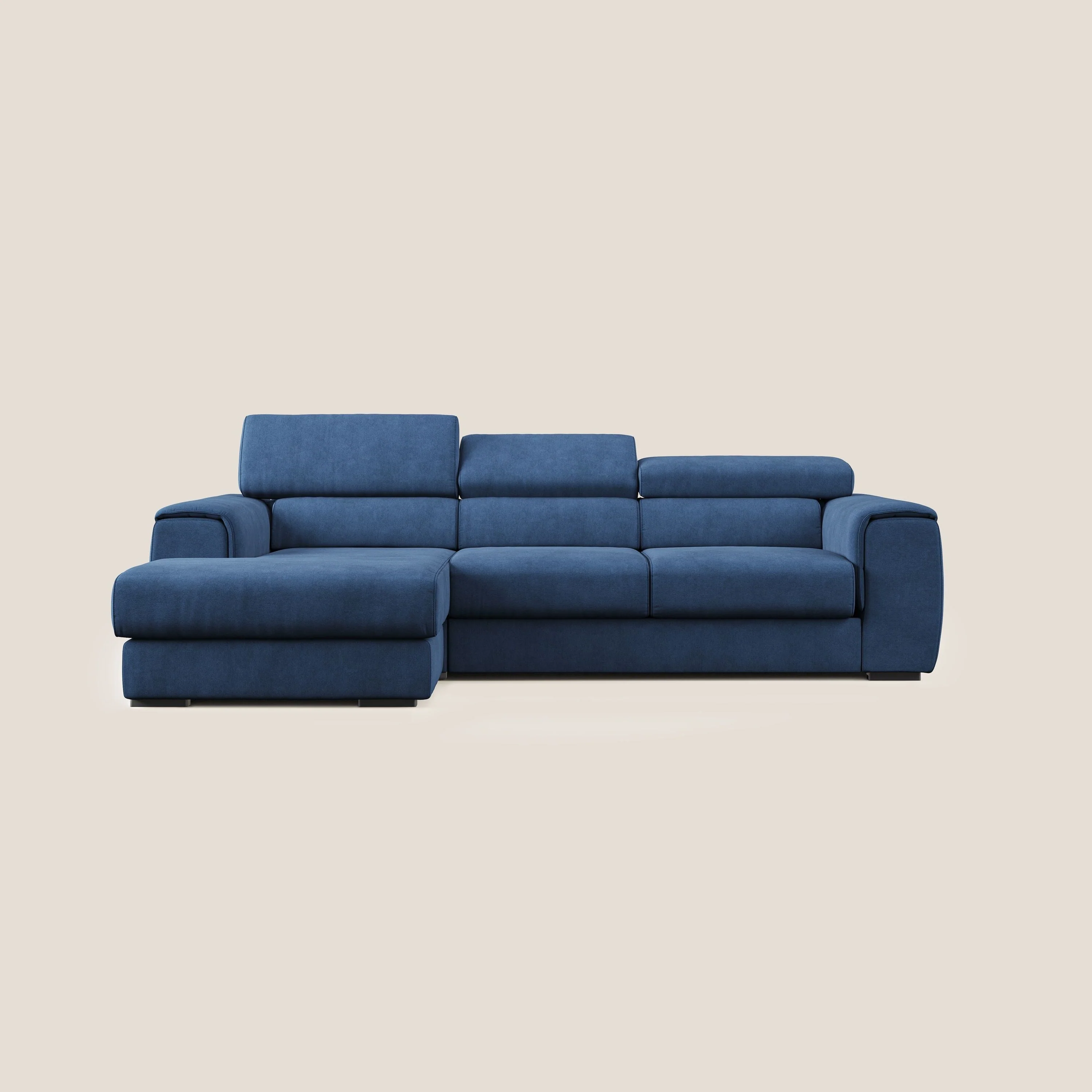 Zeno canapé d'angle et pouf extractible en tissu doux imperméable T02 bleu - Image 12