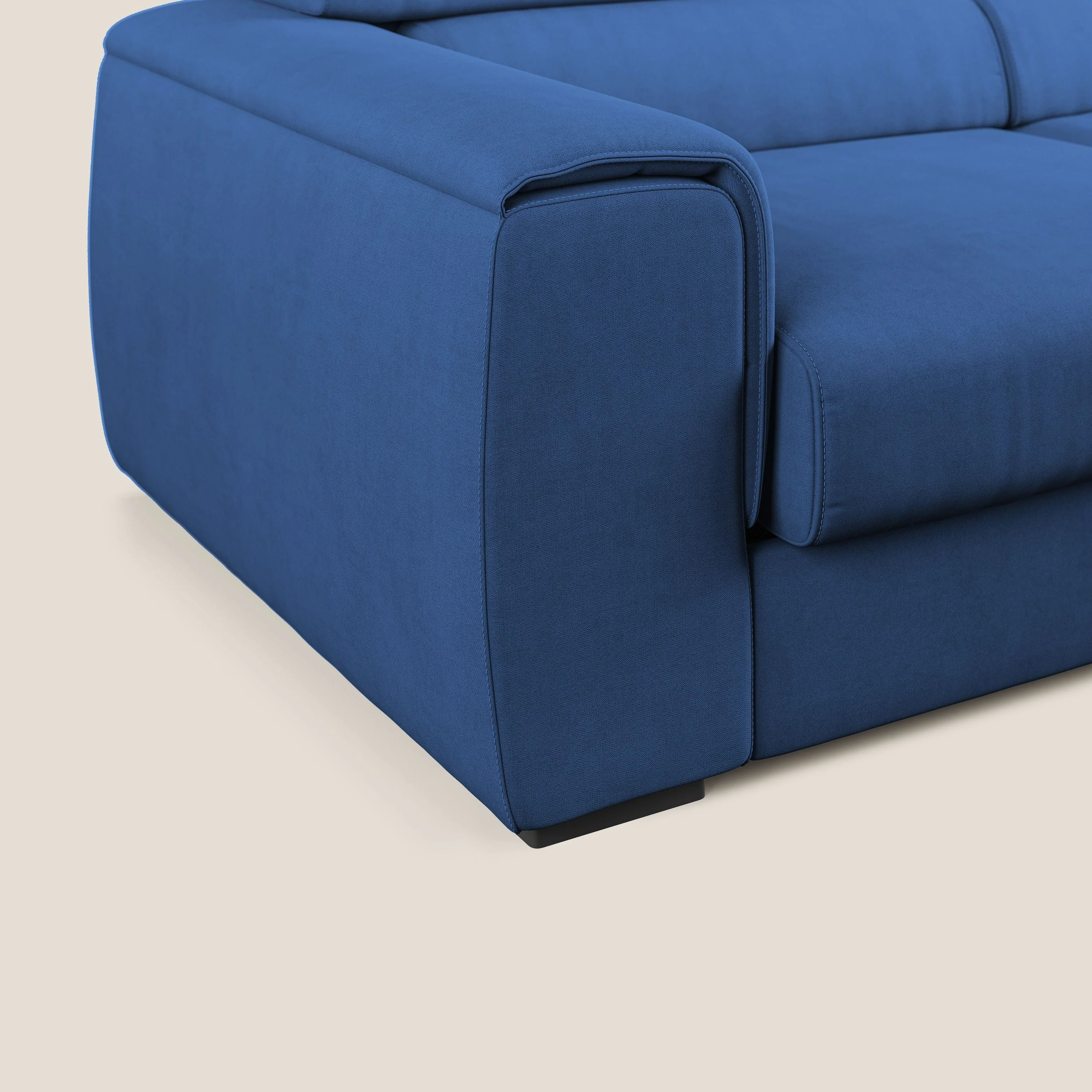 Zeno canapé d'angle et pouf extractible en tissu doux imperméable T02 bleu - Image 7