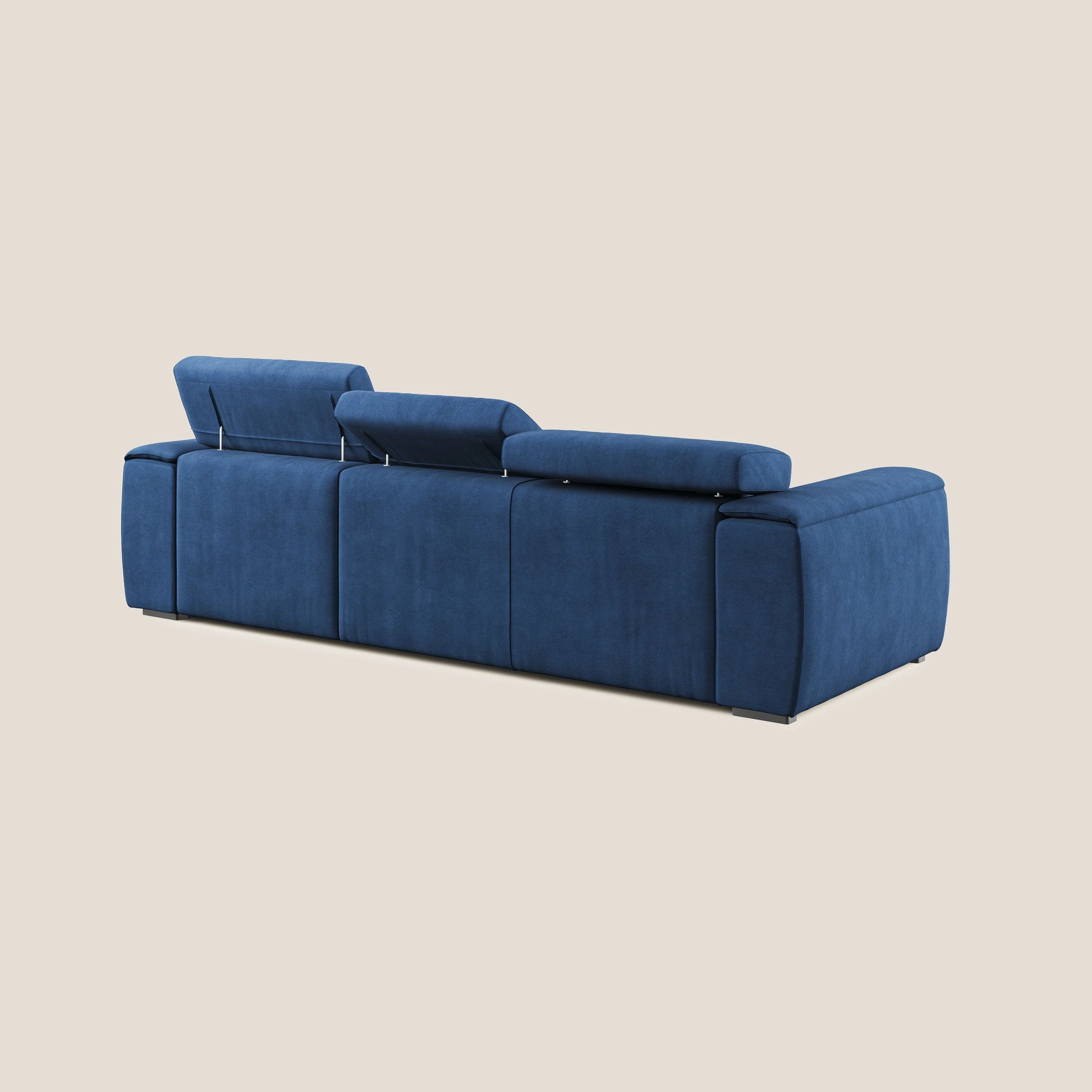 Zeno canapé d'angle et pouf extractible en tissu doux imperméable T02 bleu - Image 9