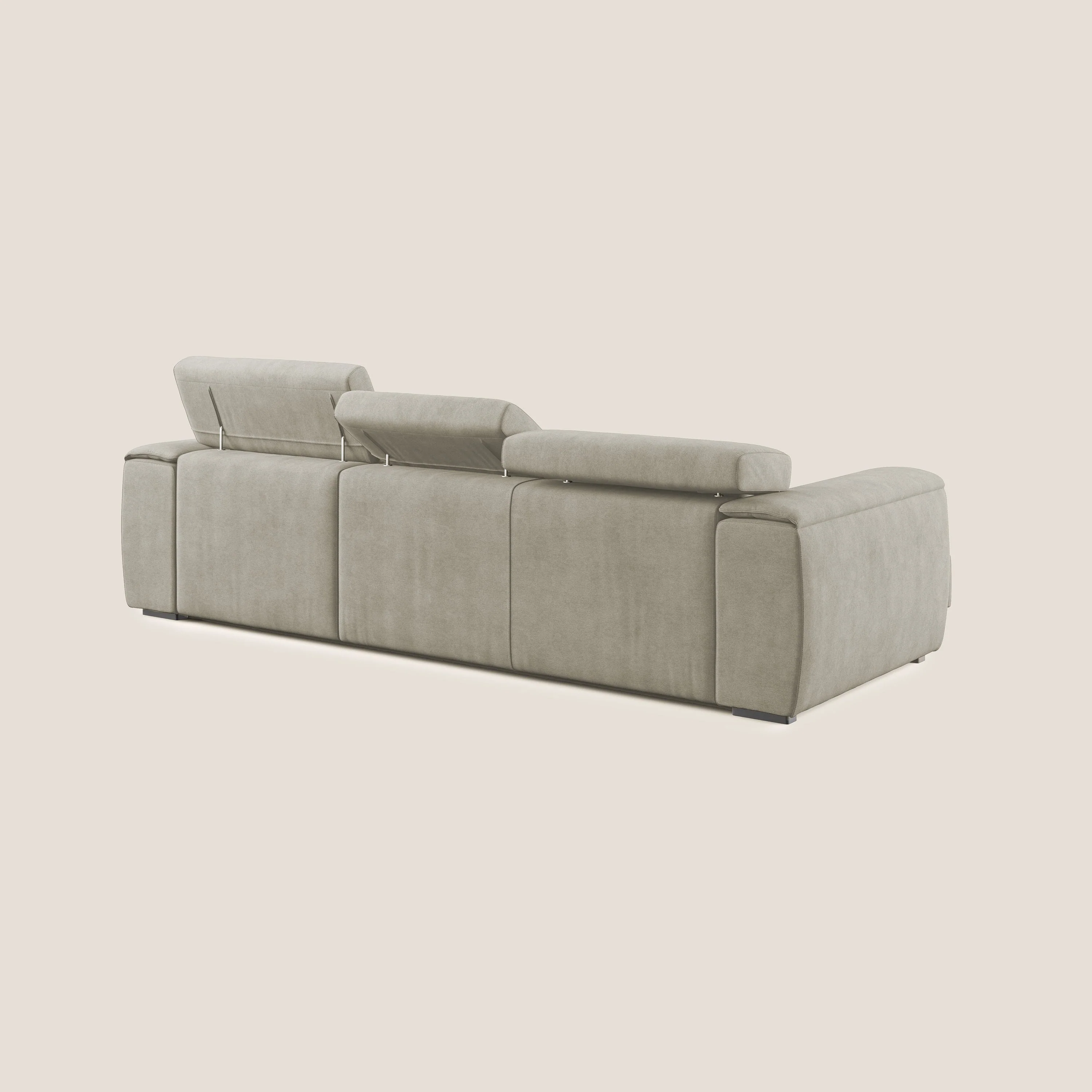 Zeno canapé d'angle et pouf extractible en tissu doux imperméable T02 crème - Image 5