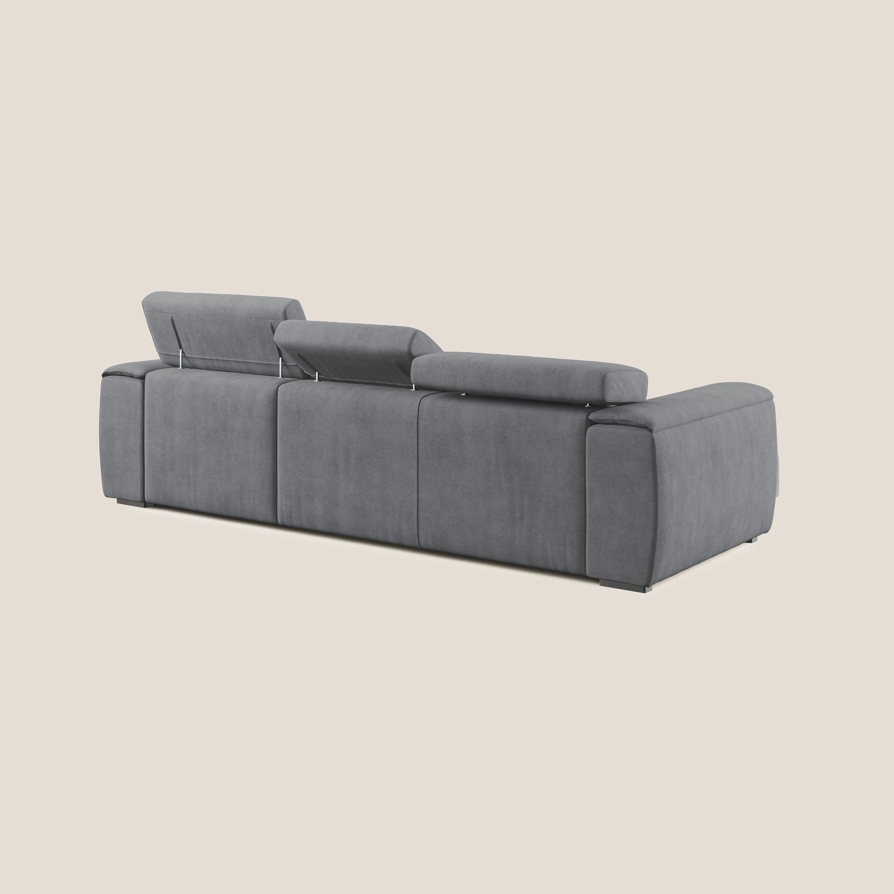 Zeno canapé d'angle et pouf extractible en tissu doux imperméable T02 gris - Image 5