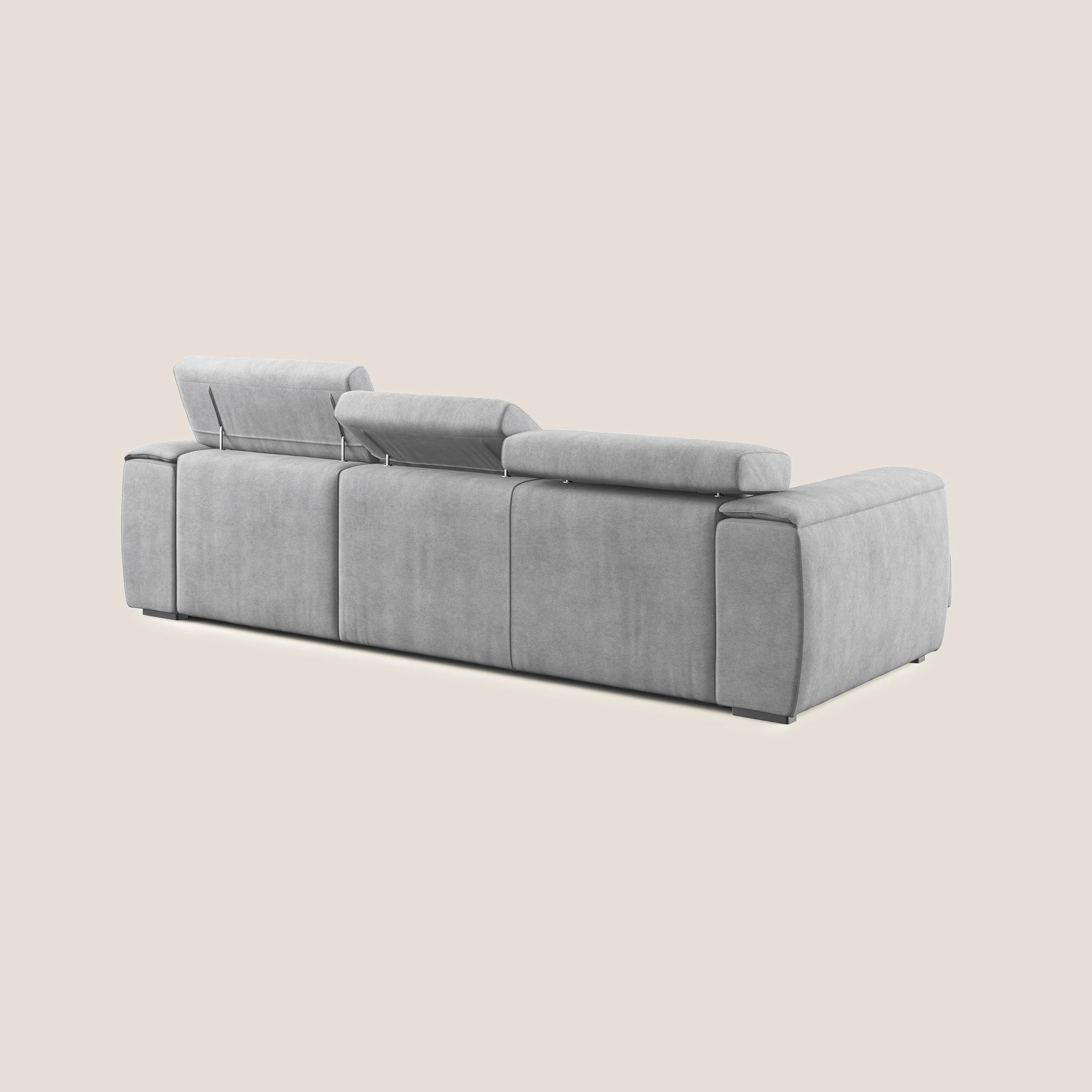 Zeno canapé d'angle et pouf extractible en tissu doux imperméable T02 gris clair - Image 5