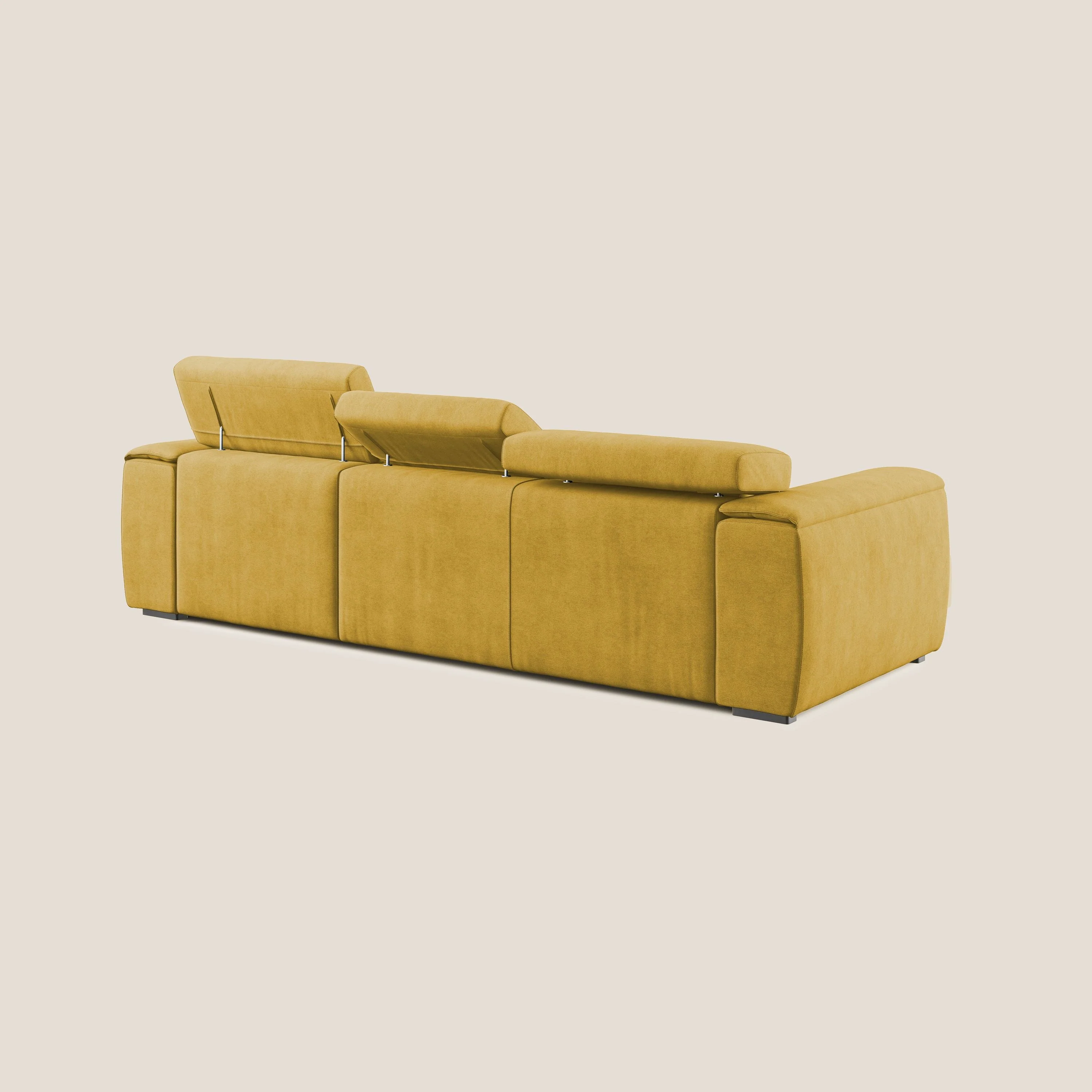 Zeno canapé d'angle et pouf extractible en tissu doux imperméable T02 jaune - Image 5