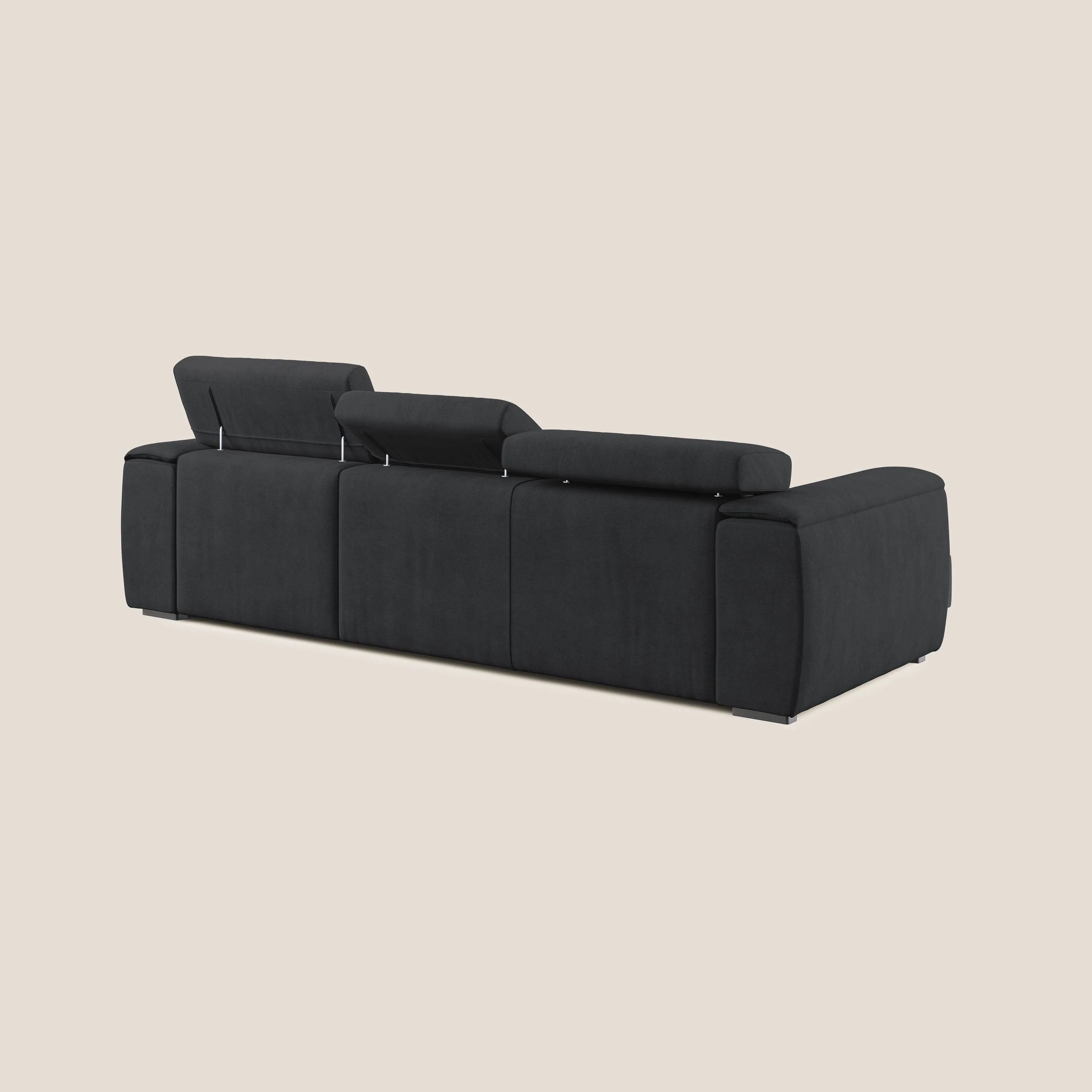 Zeno canapé d'angle et pouf extractible en tissu doux imperméable T02 noir - Image 5