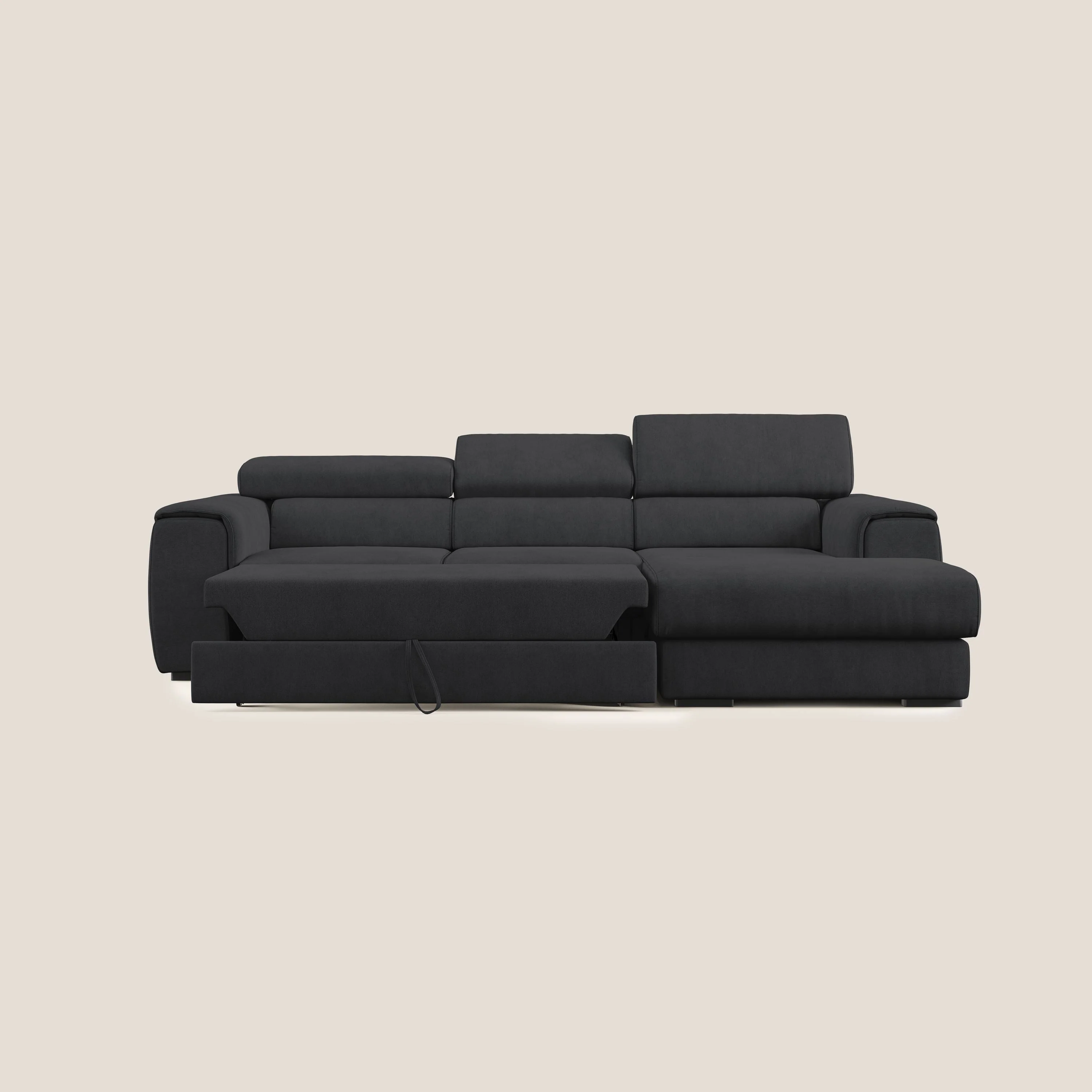 Zeno canapé d'angle et pouf extractible en tissu doux imperméable T02 noir - Image 9