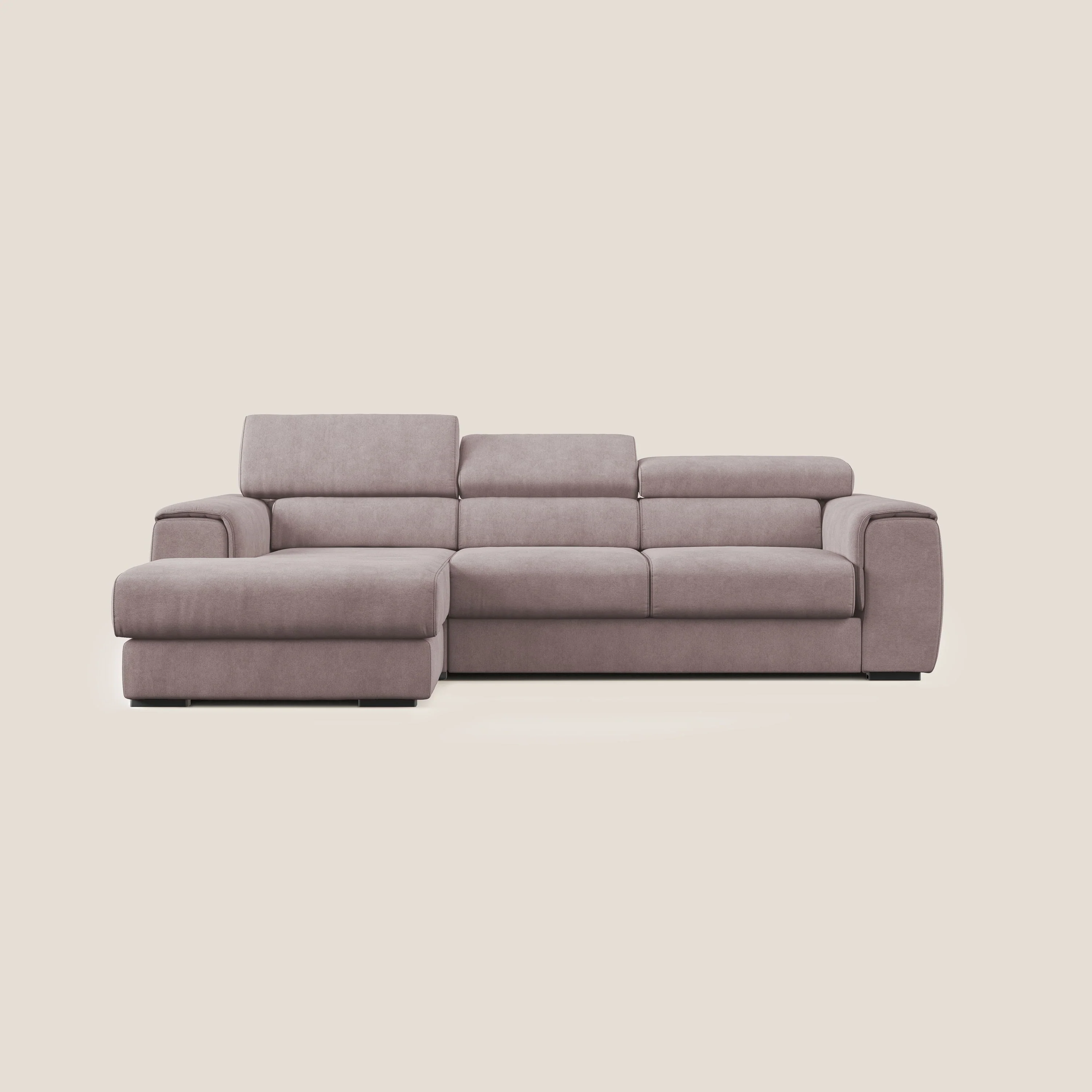 Zeno canapé d'angle et pouf extractible en tissu doux imperméable T02 rose - Image 10