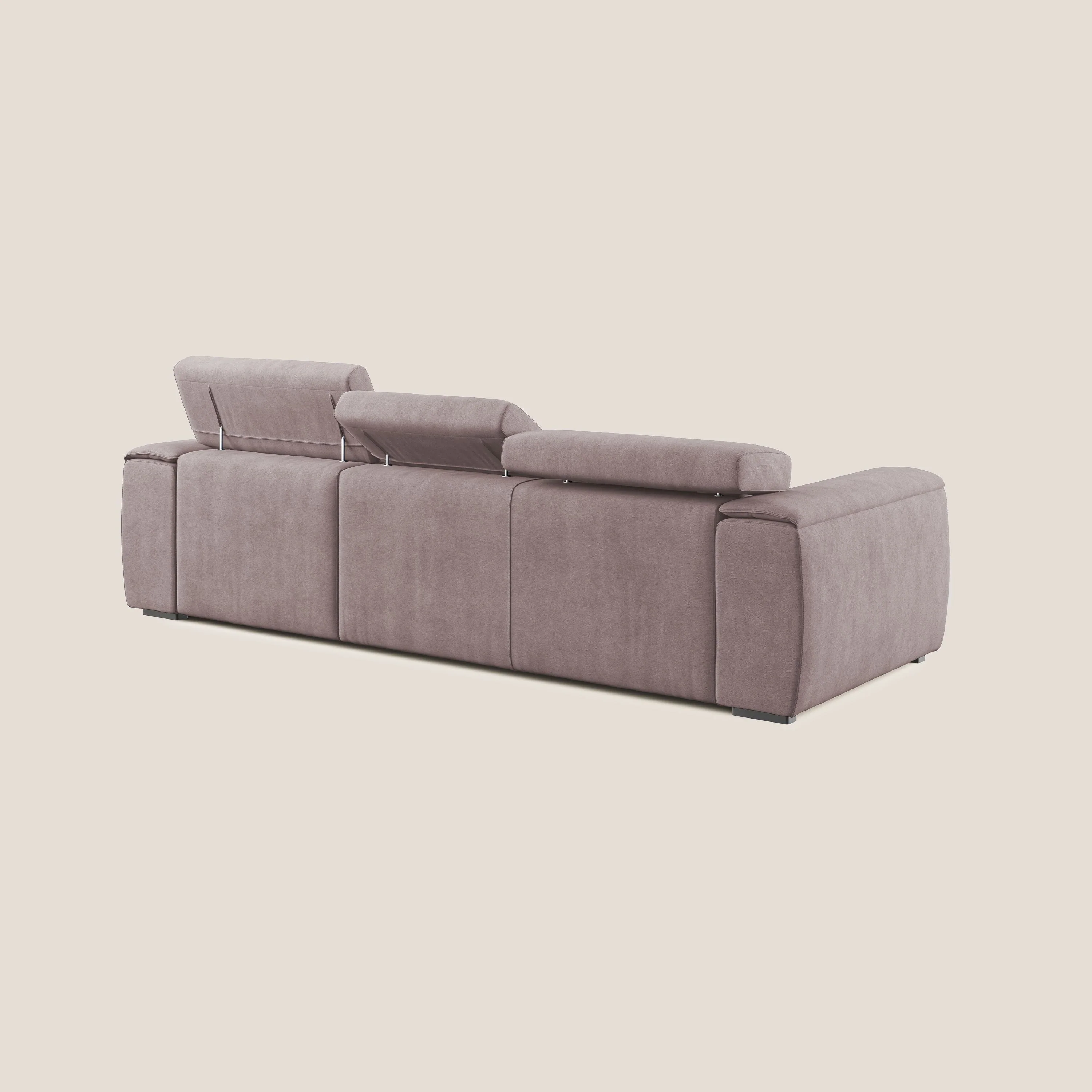 Zeno canapé d'angle et pouf extractible en tissu doux imperméable T02 rose - Image 5