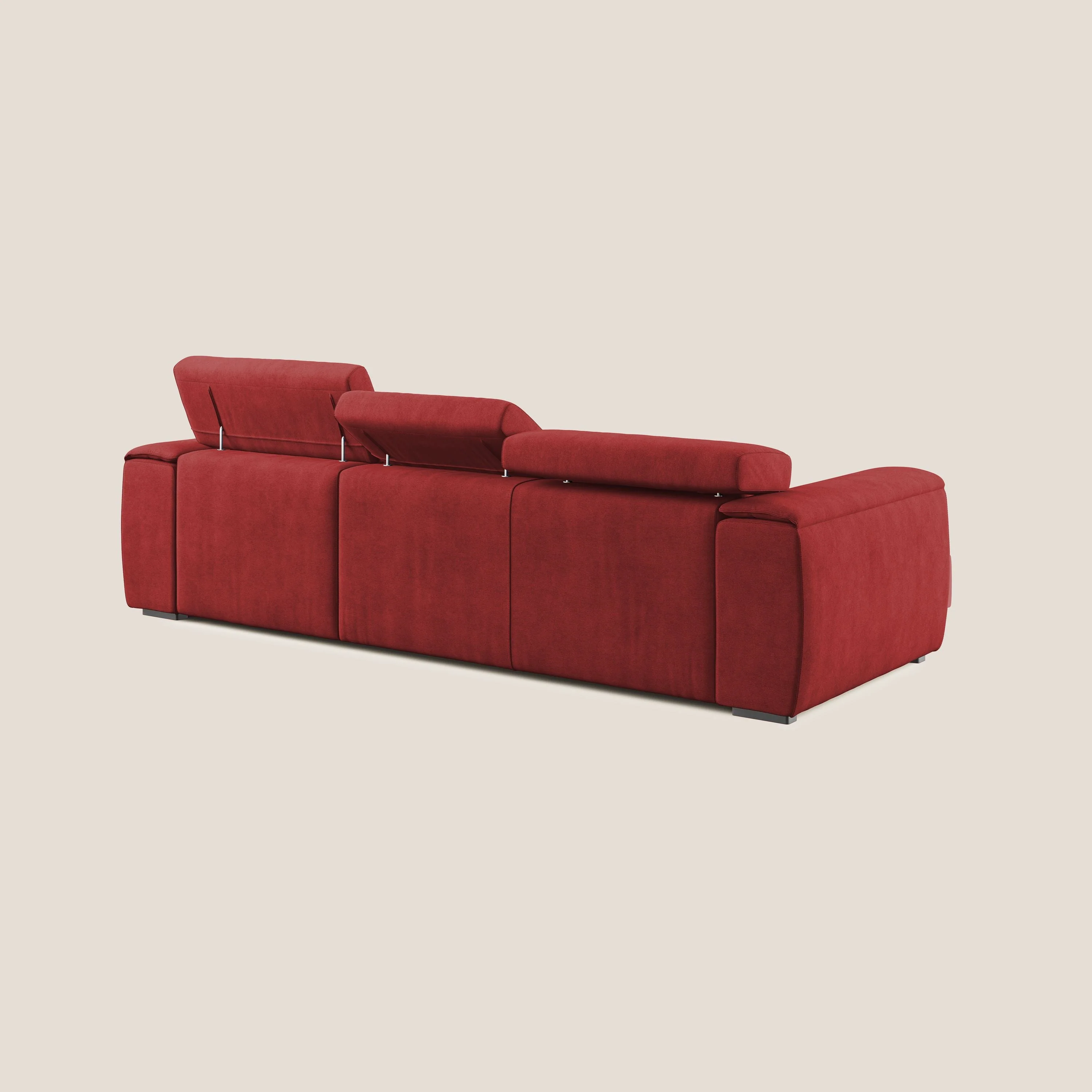 Zeno canapé d'angle et pouf extractible en tissu doux imperméable T02 rouge - Image 5