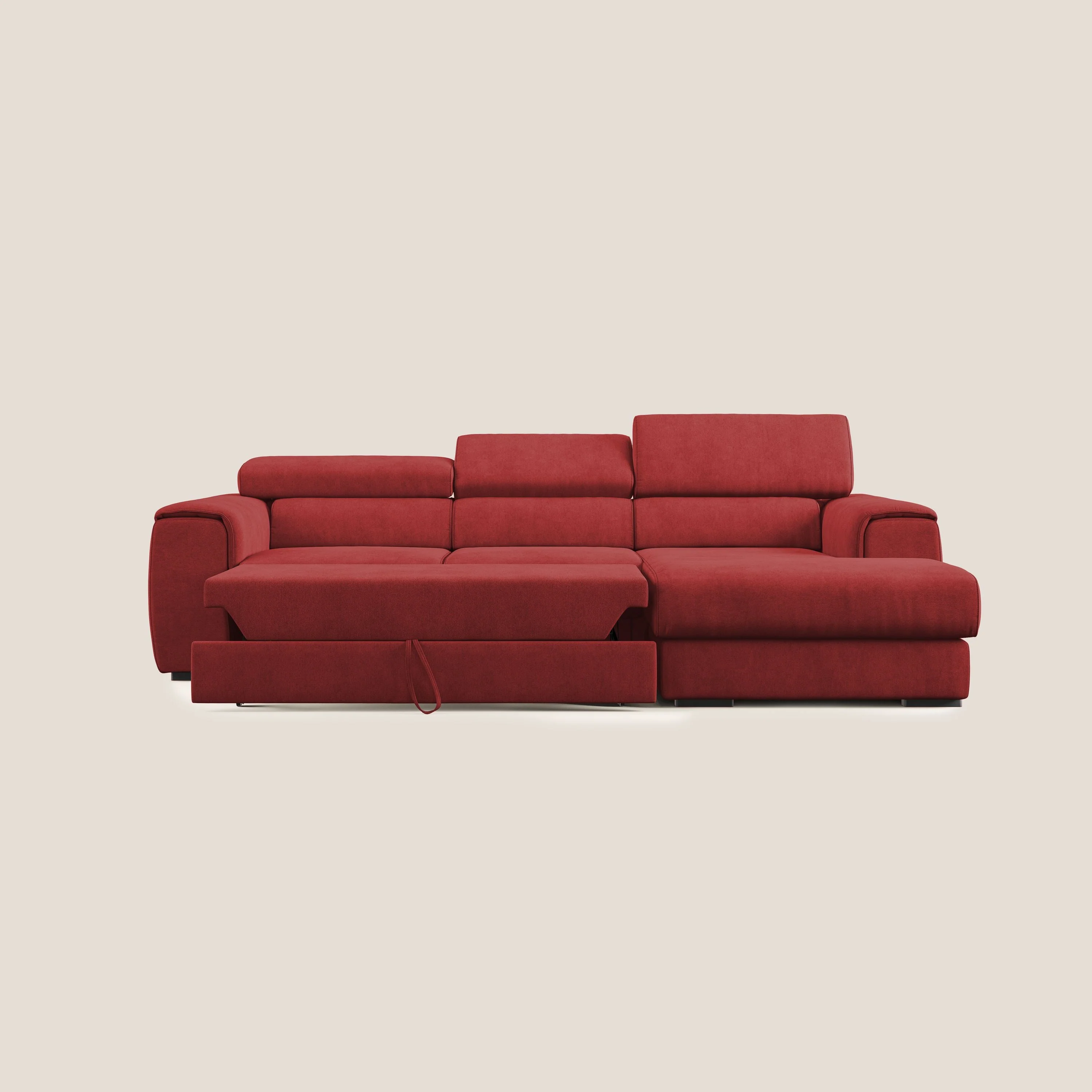 Zeno canapé d'angle et pouf extractible en tissu doux imperméable T02 rouge - Image 9