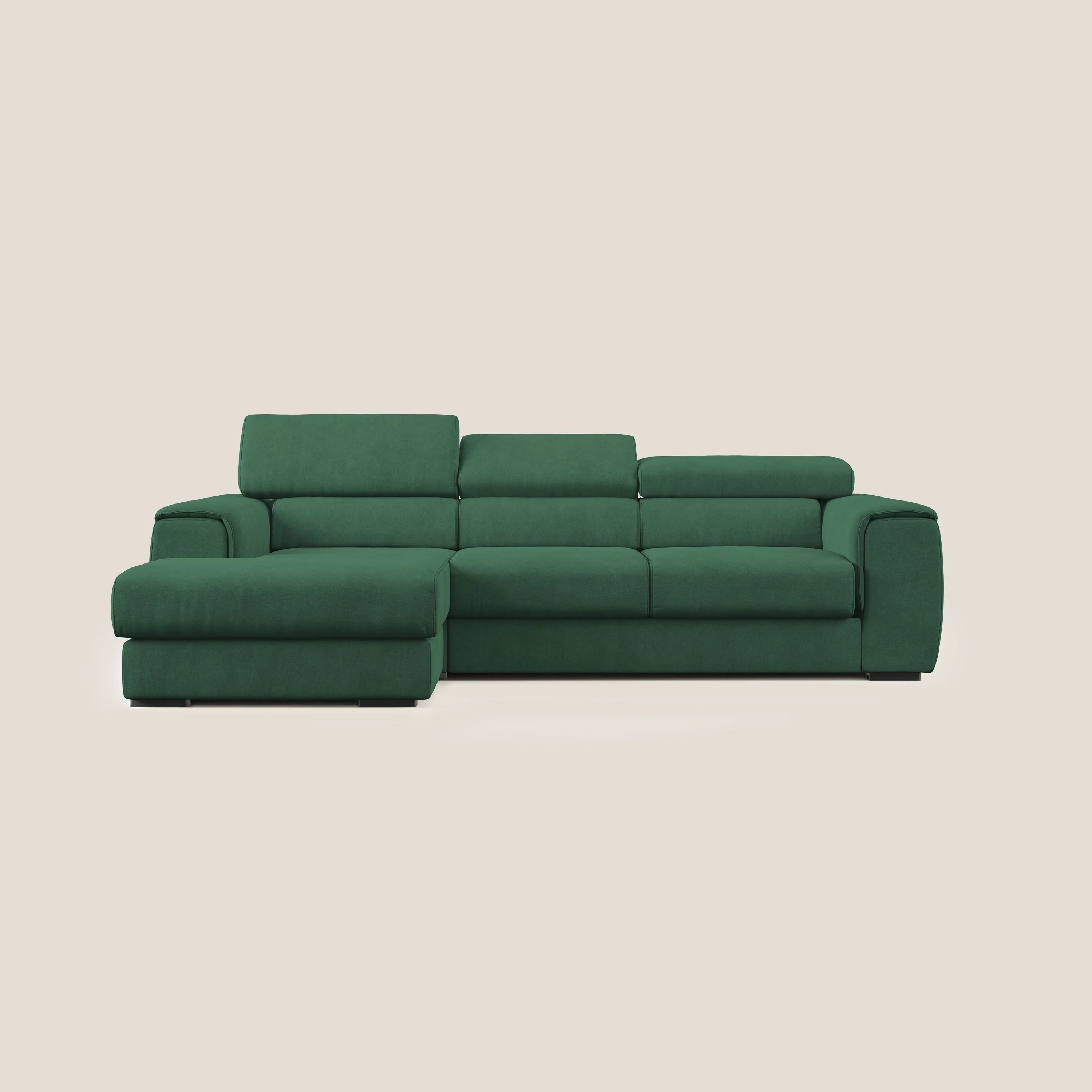 Zeno canapé d'angle et pouf extractible en tissu doux imperméable T02 vert - Image 10