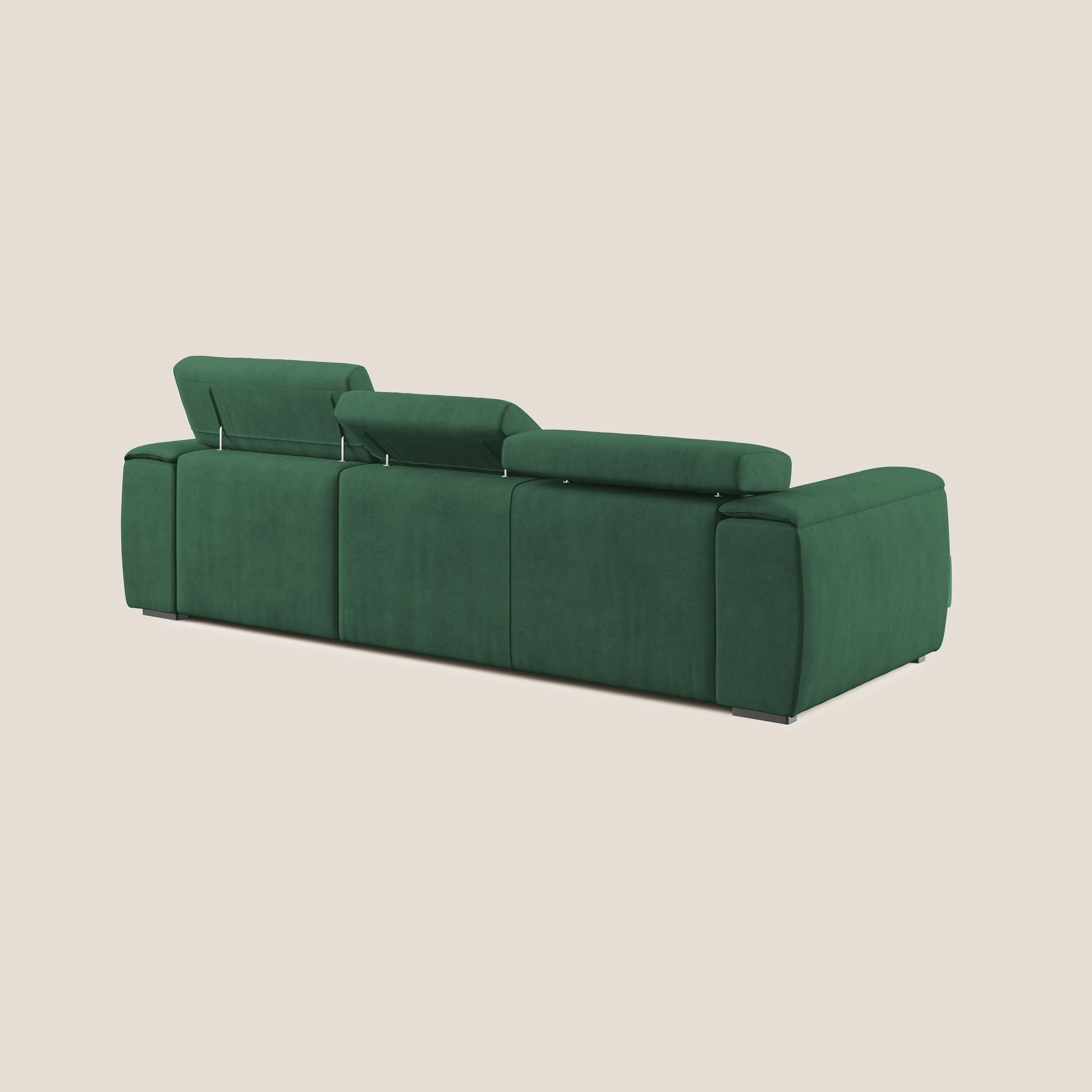 Zeno canapé d'angle et pouf extractible en tissu doux imperméable T02 vert - Image 5