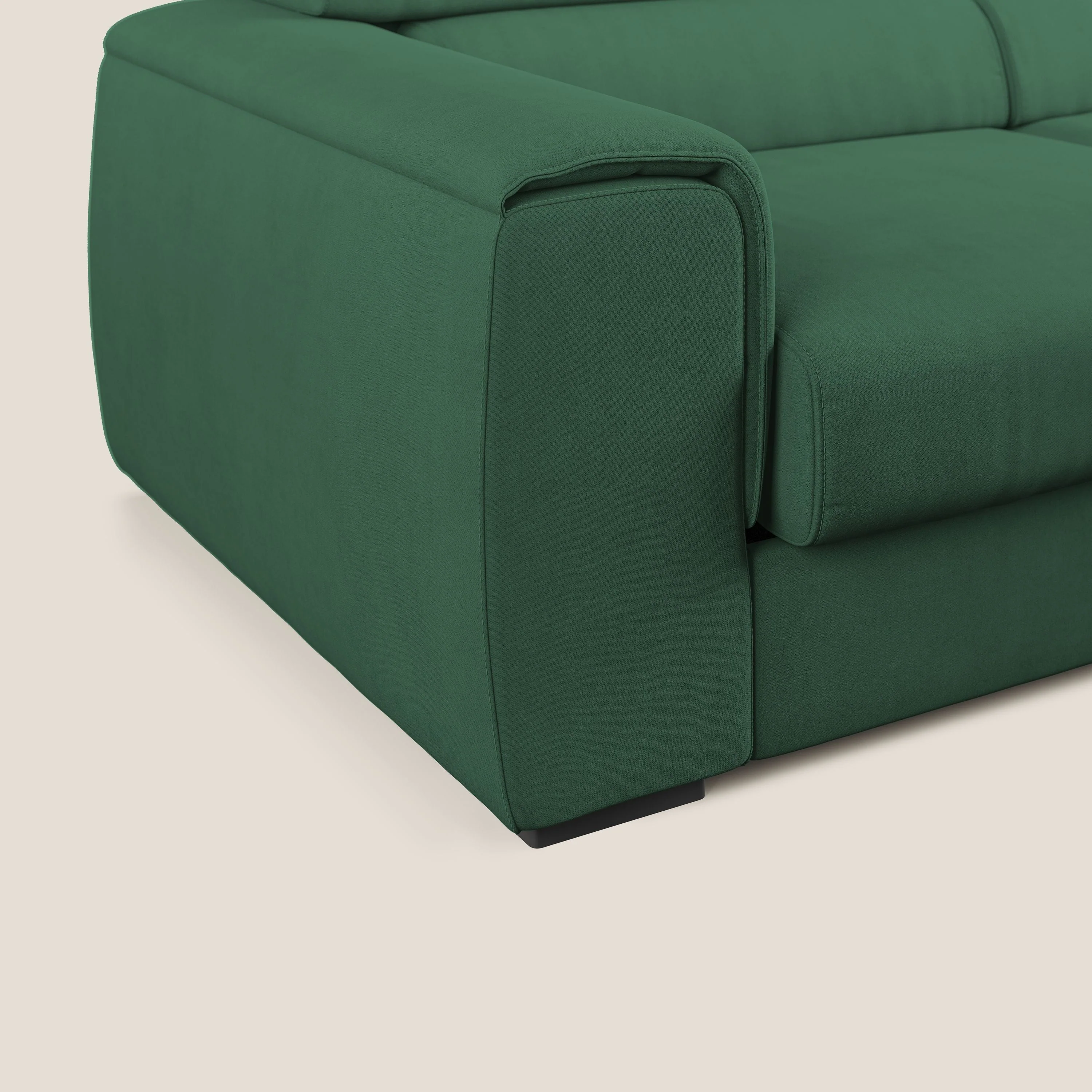 Zeno canapé d'angle et pouf extractible en tissu doux imperméable T02 vert - Image 6