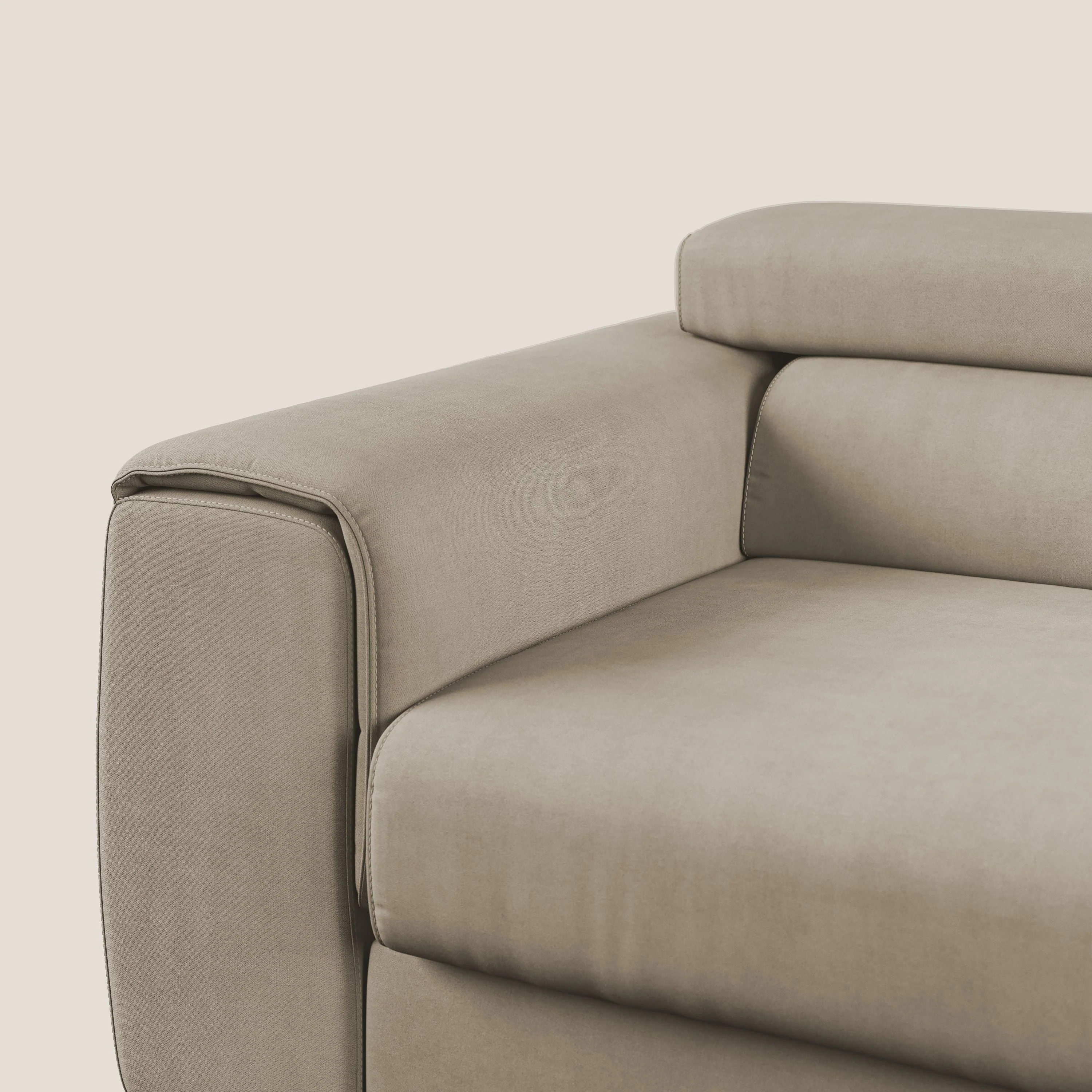 Zeno canapé linéaire avec pouf extractible en tissu doux imperméable T02 beige - Image 8