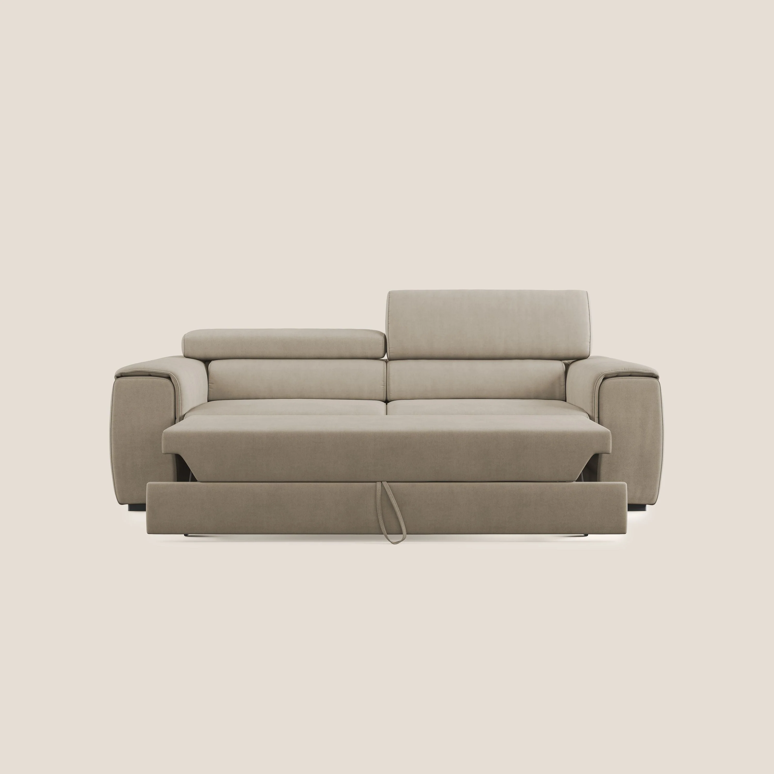 Zeno canapé linéaire avec pouf extractible en tissu doux imperméable T02 beige - Image 9