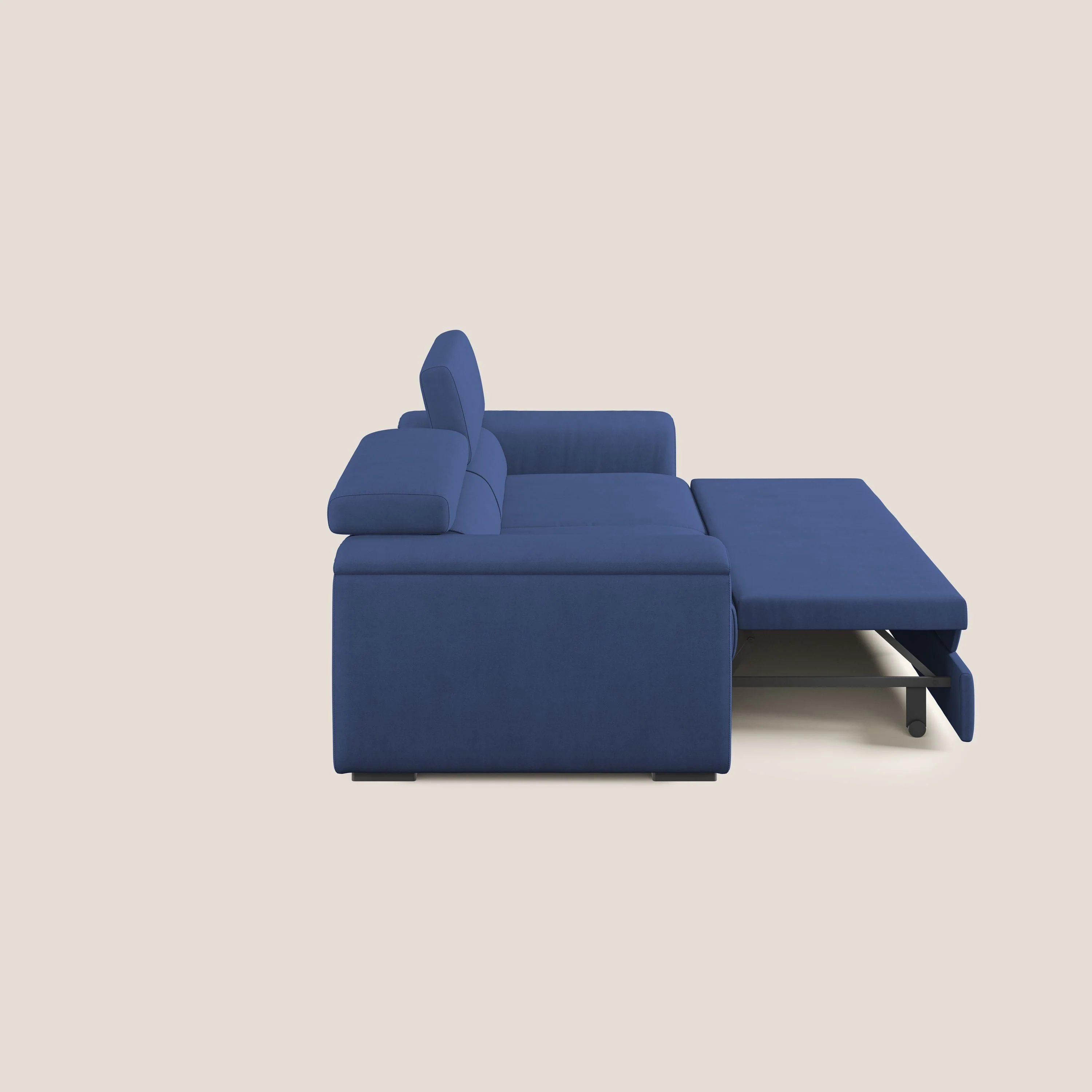 Zeno canapé linéaire avec pouf extractible en tissu doux imperméable T02 bleu - Image 10