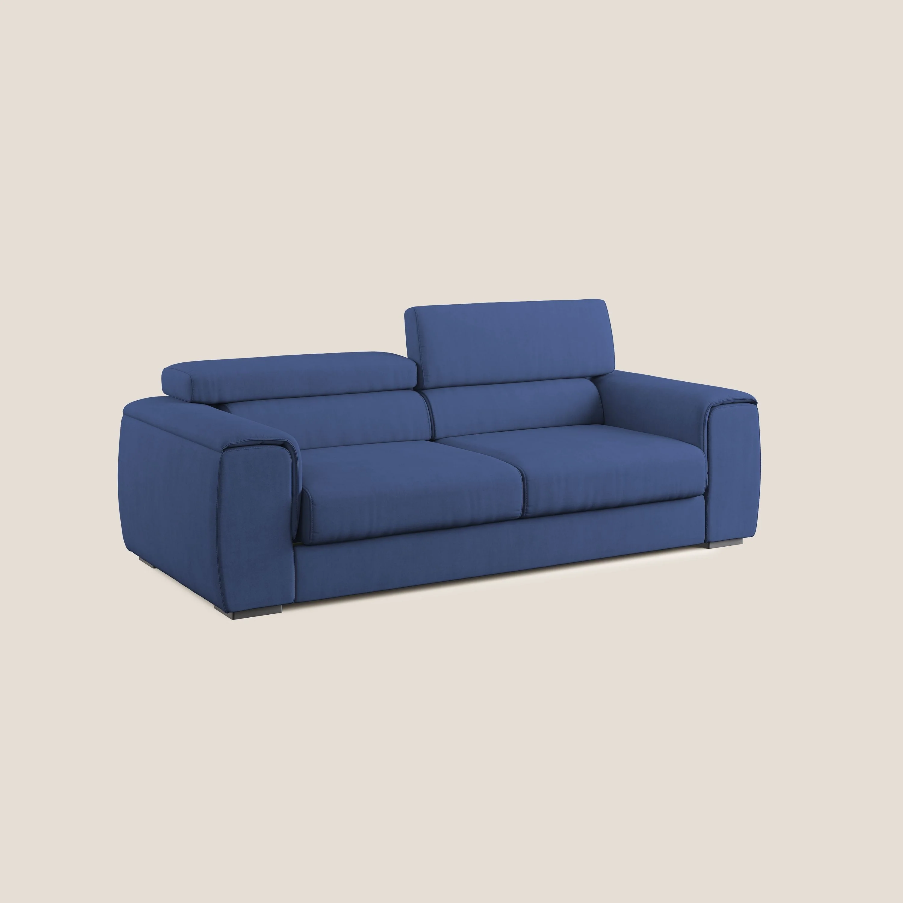 Zeno canapé linéaire avec pouf extractible en tissu doux imperméable T02 bleu - Image 3