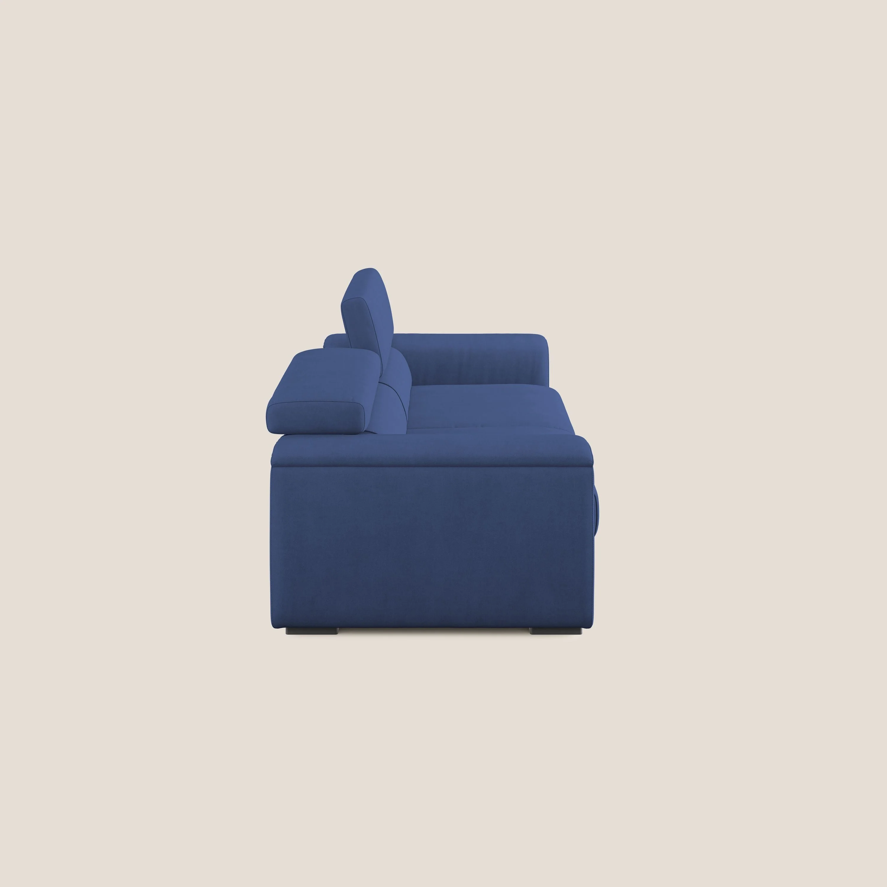 Zeno canapé linéaire avec pouf extractible en tissu doux imperméable T02 bleu - Image 4