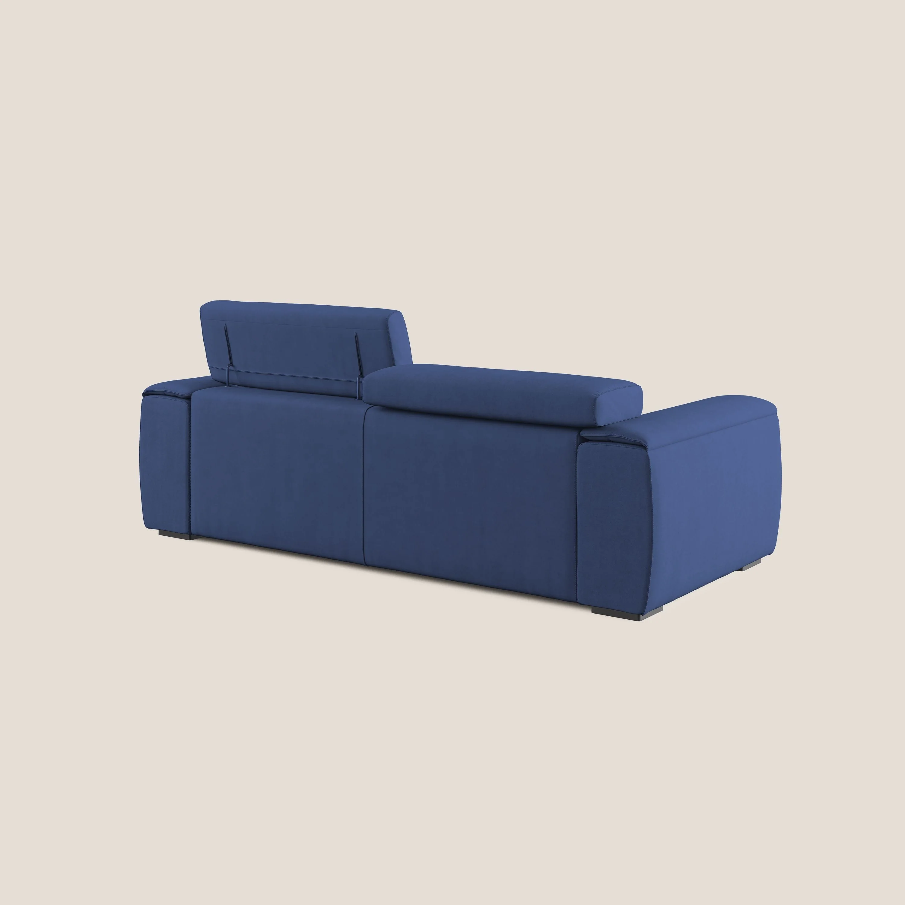 Zeno canapé linéaire avec pouf extractible en tissu doux imperméable T02 bleu - Image 5