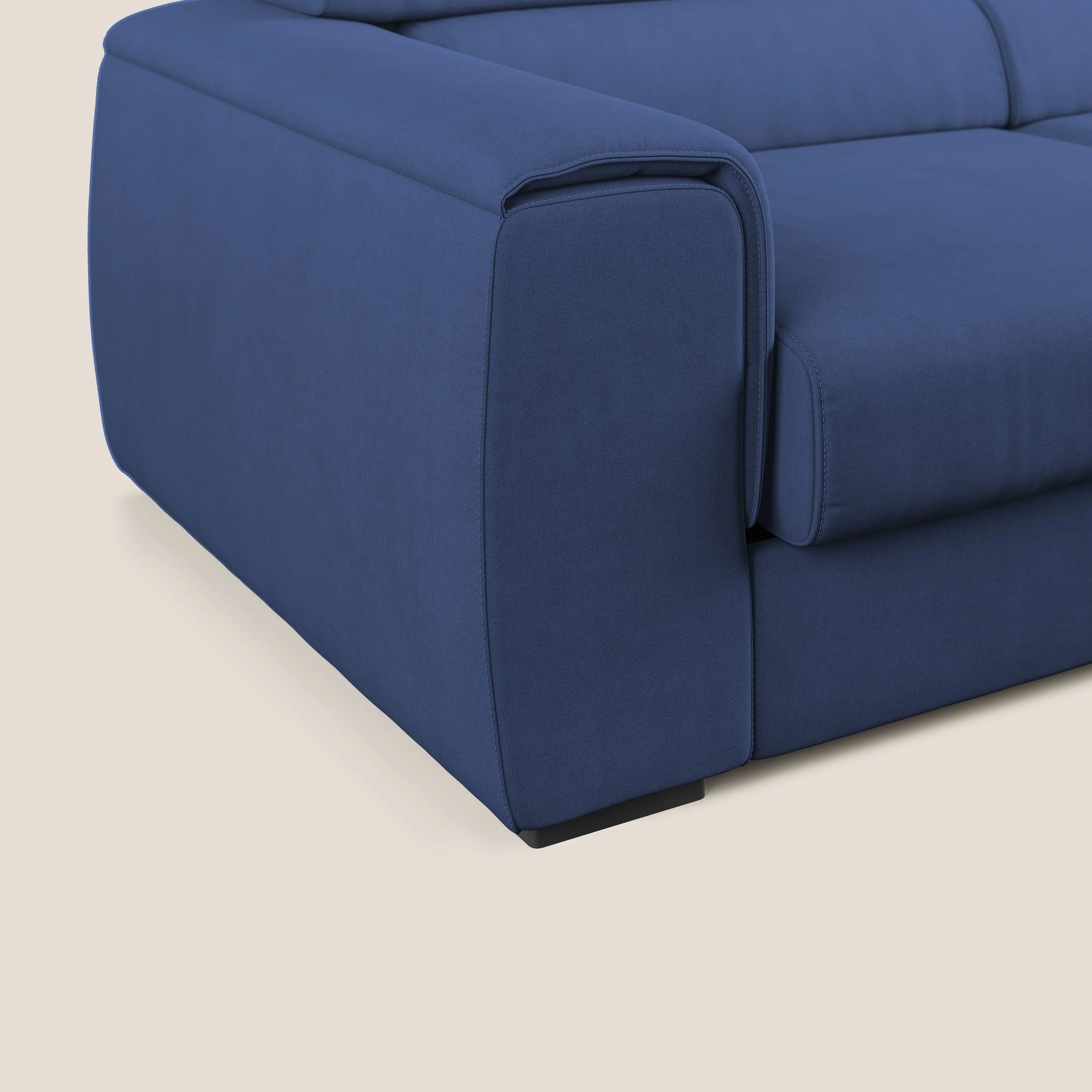 Zeno canapé linéaire avec pouf extractible en tissu doux imperméable T02 bleu - Image 6