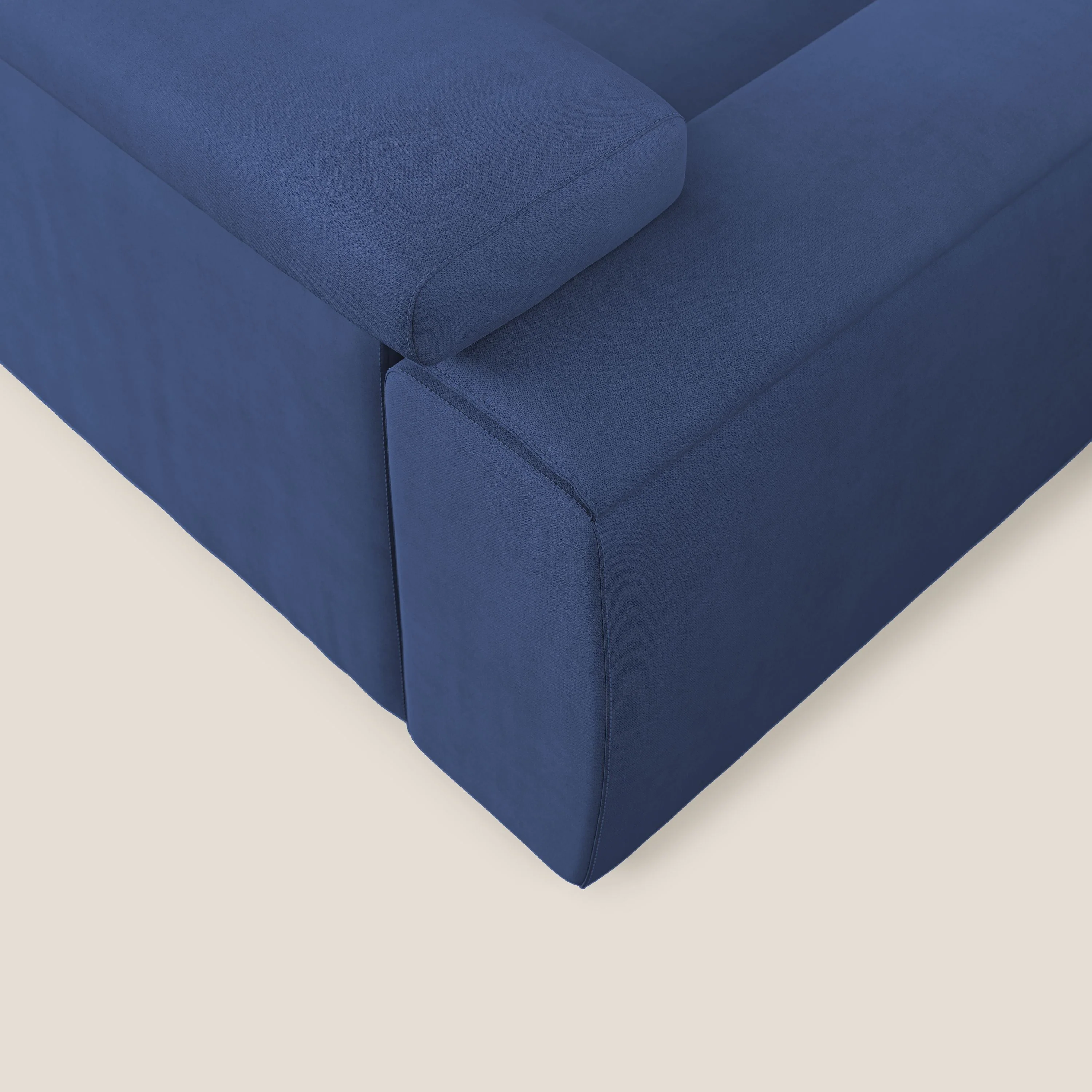 Zeno canapé linéaire avec pouf extractible en tissu doux imperméable T02 bleu - Image 7