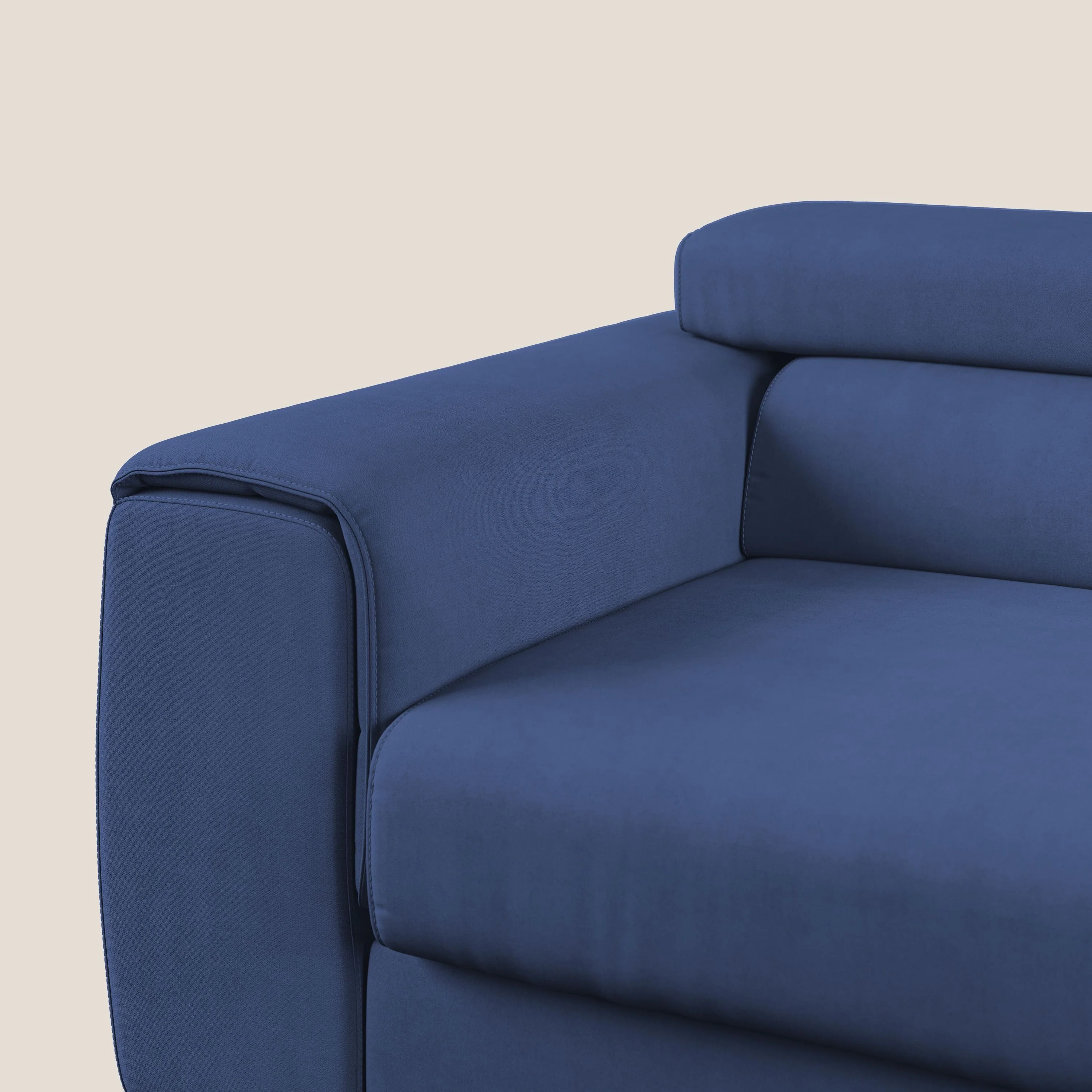 Zeno canapé linéaire avec pouf extractible en tissu doux imperméable T02 bleu - Image 8
