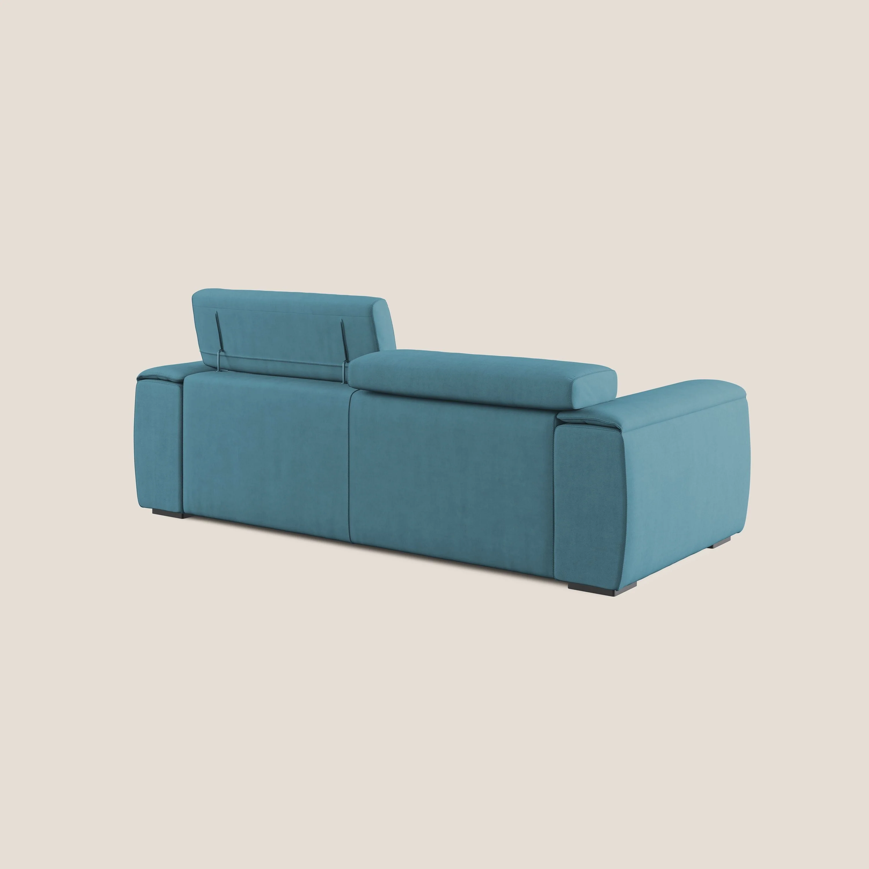 Zeno canapé linéaire avec pouf extractible en tissu doux imperméable T02 bleu ciel - Image 5