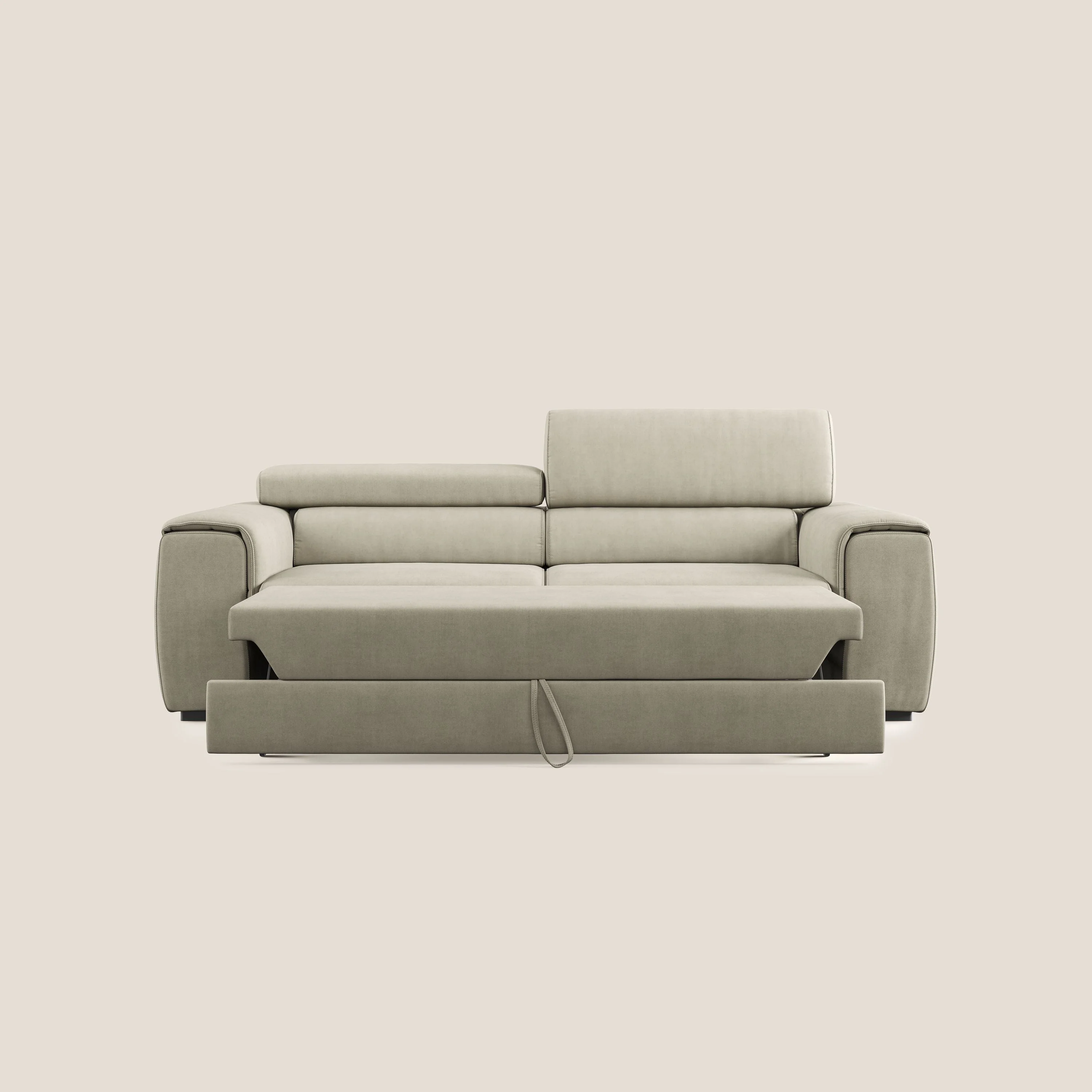 Zeno canapé linéaire avec pouf extractible en tissu doux imperméable T02 crème - Image 10