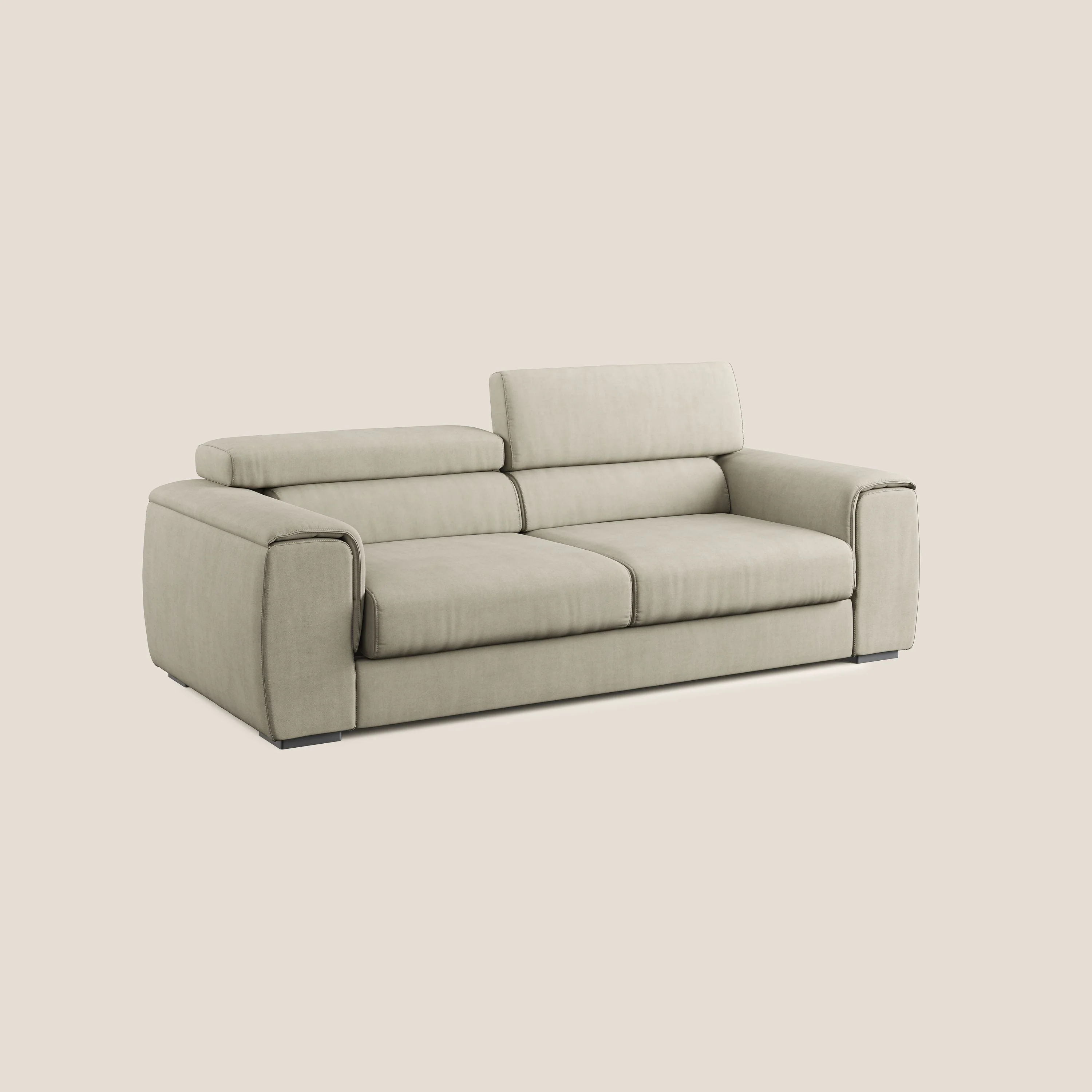 Zeno canapé linéaire avec pouf extractible en tissu doux imperméable T02 crème - Image 4