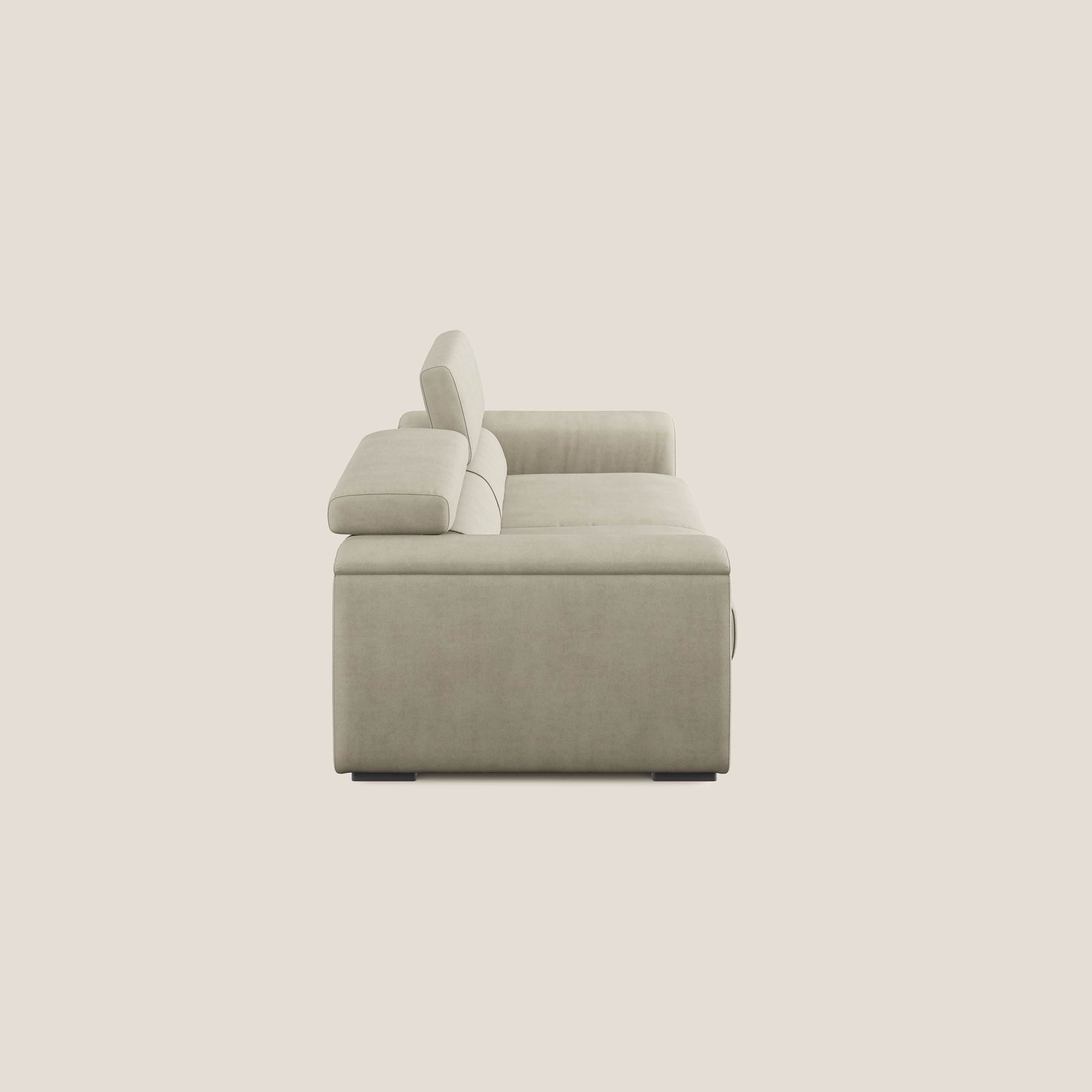 Zeno canapé linéaire avec pouf extractible en tissu doux imperméable T02 crème - Image 5