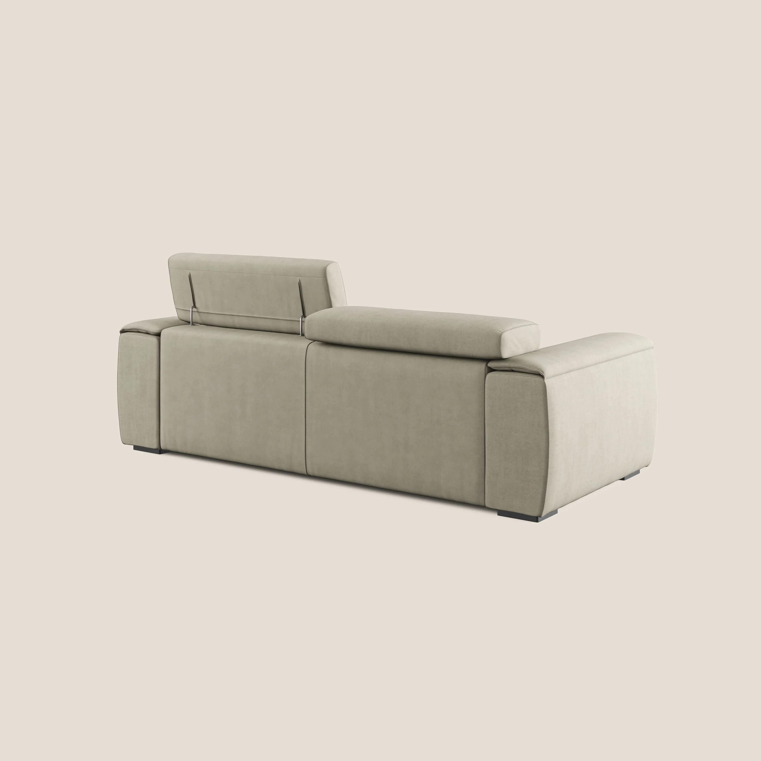 Zeno canapé linéaire avec pouf extractible en tissu doux imperméable T02 crème - Image 6