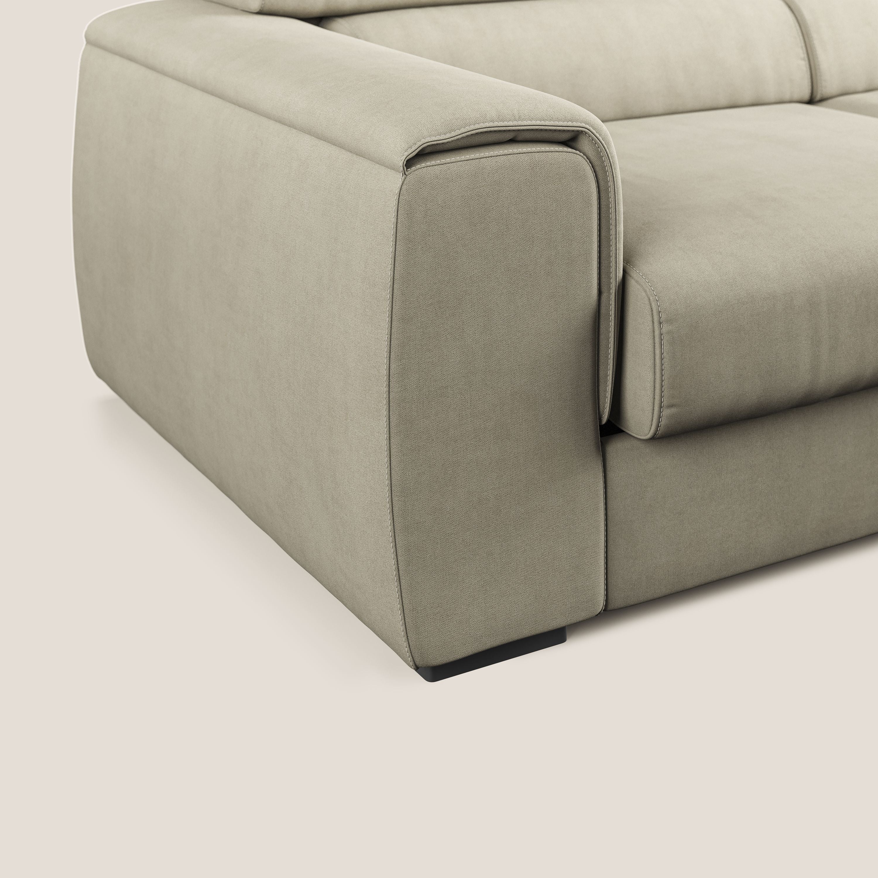 Zeno canapé linéaire avec pouf extractible en tissu doux imperméable T02 crème - Image 7