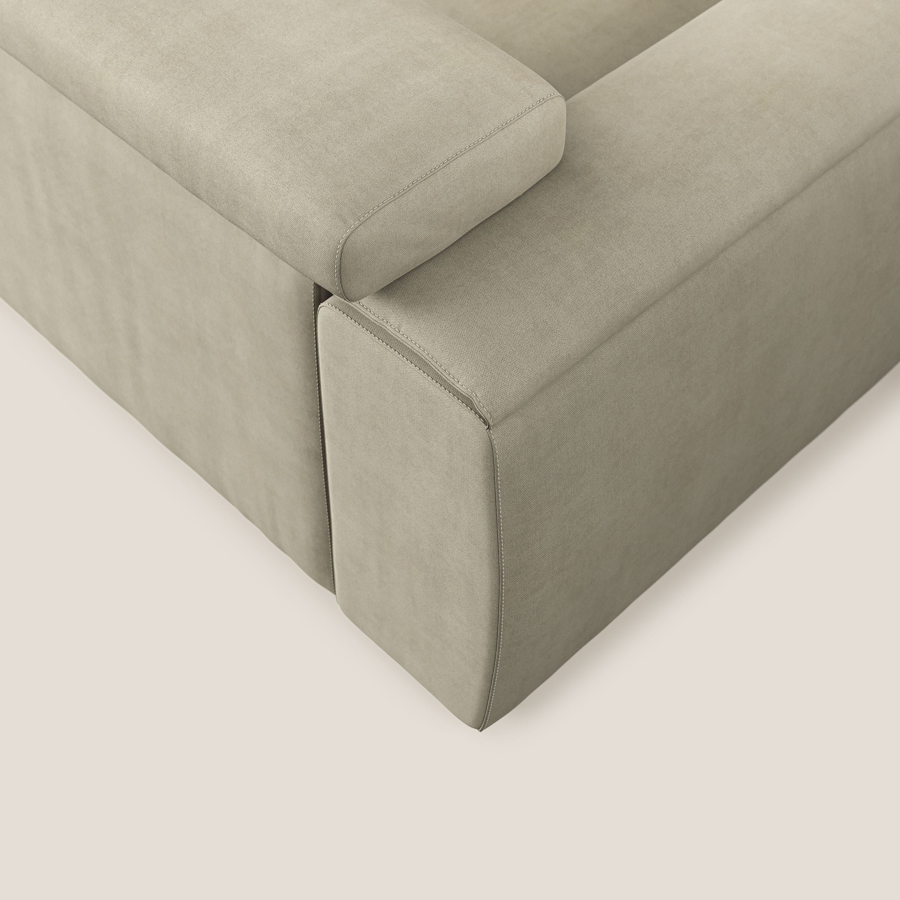 Zeno canapé linéaire avec pouf extractible en tissu doux imperméable T02 crème - Image 8