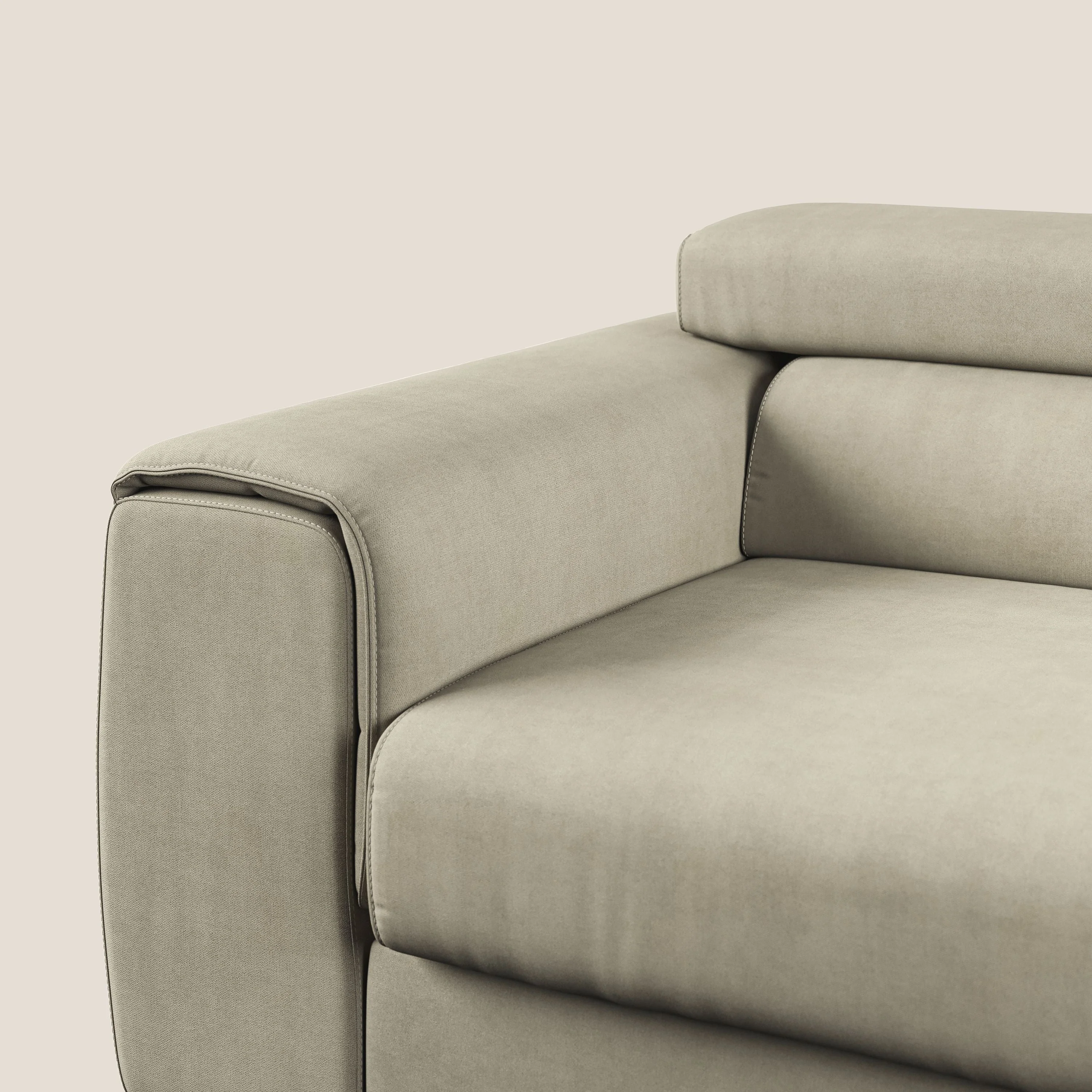 Zeno canapé linéaire avec pouf extractible en tissu doux imperméable T02 crème - Image 9