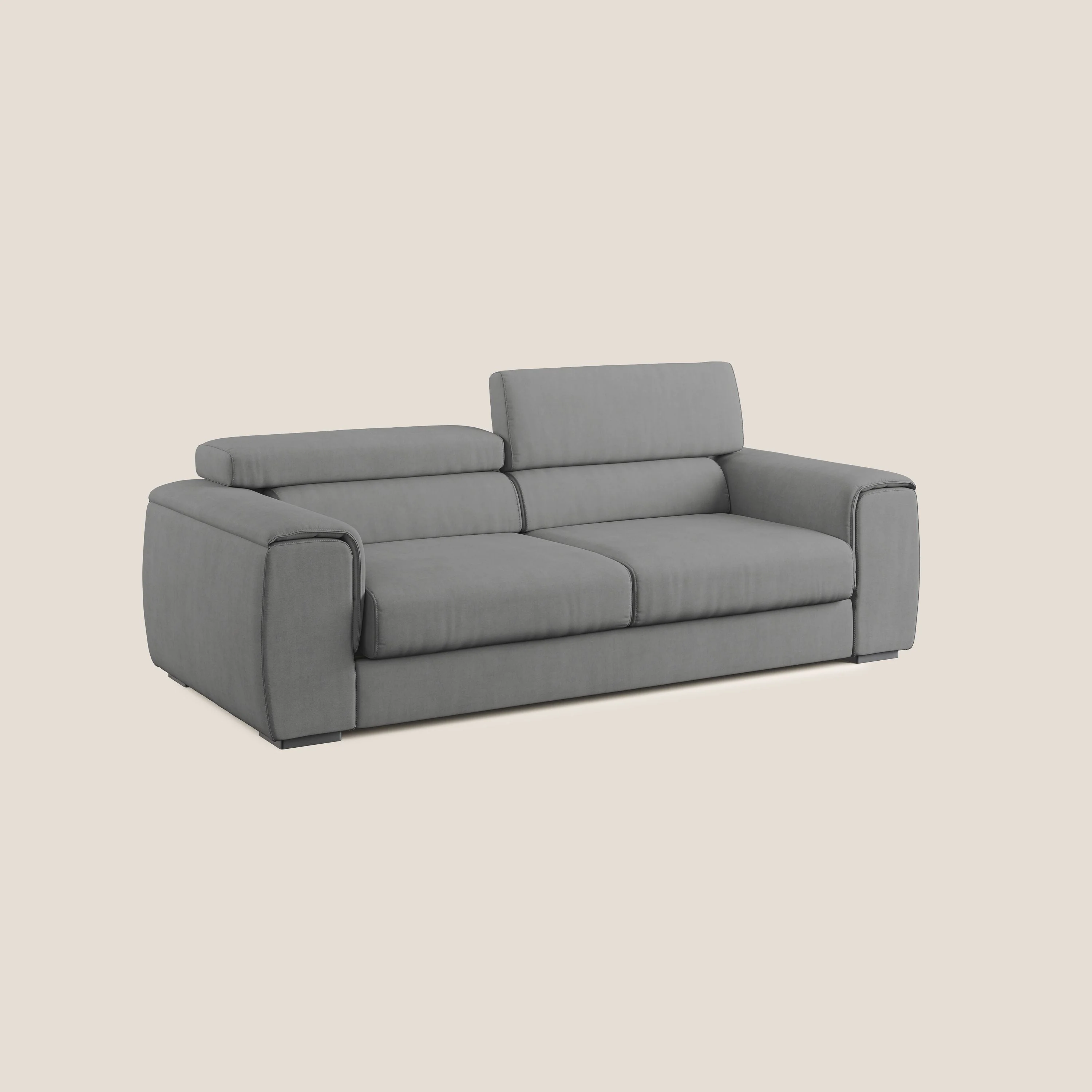 Zeno canapé linéaire avec pouf extractible en tissu doux imperméable T02 gris - Image 3