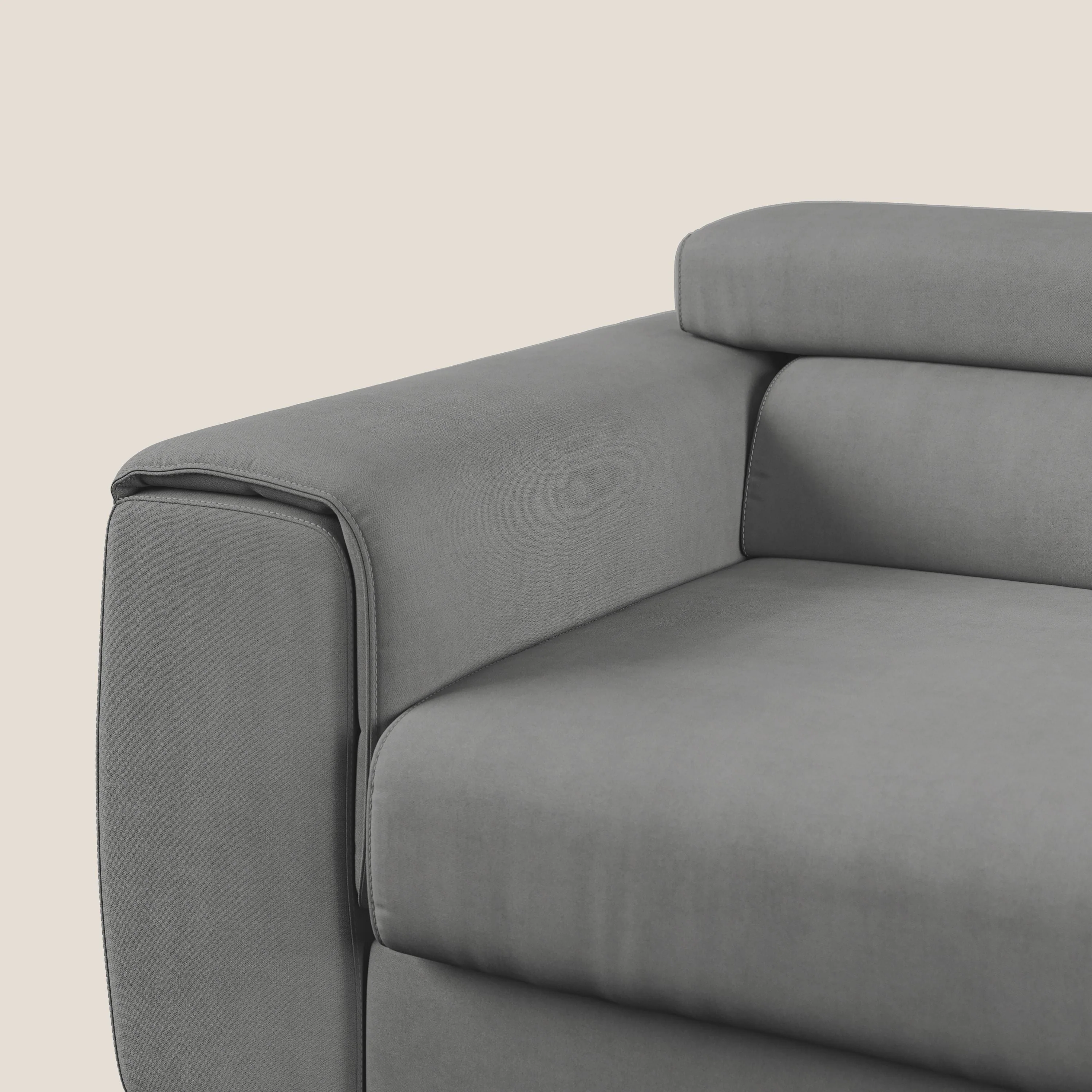Zeno canapé linéaire avec pouf extractible en tissu doux imperméable T02 gris - Image 8