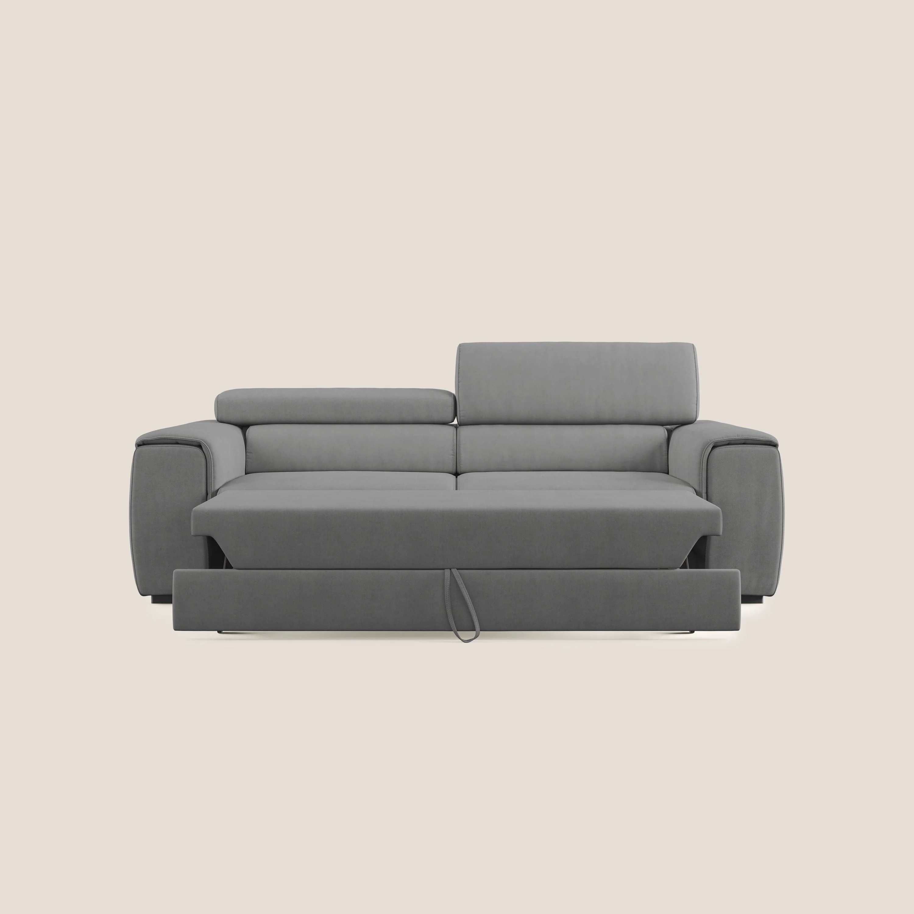 Zeno canapé linéaire avec pouf extractible en tissu doux imperméable T02 gris - Image 9