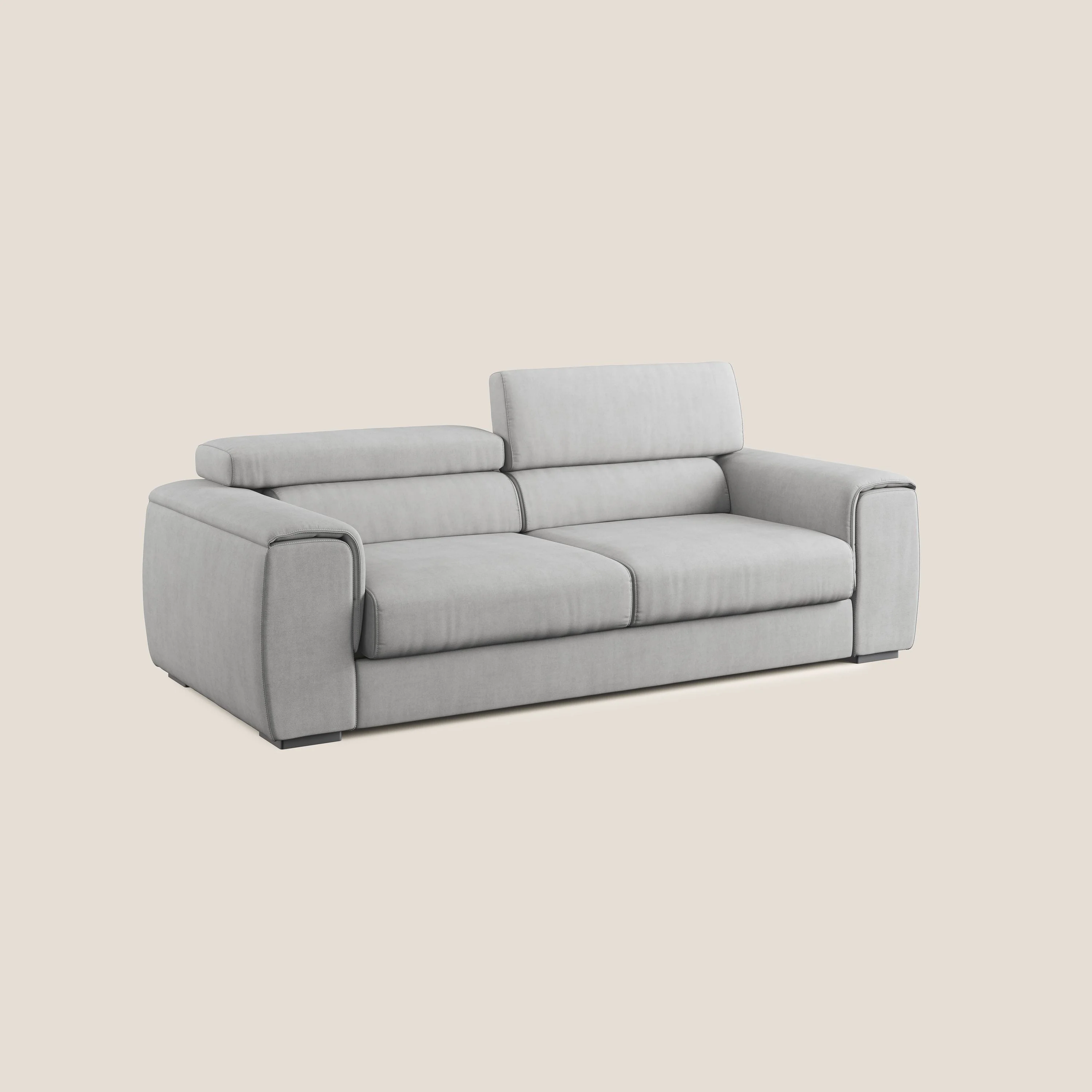 Zeno canapé linéaire avec pouf extractible en tissu doux imperméable T02 gris clair - Image 3